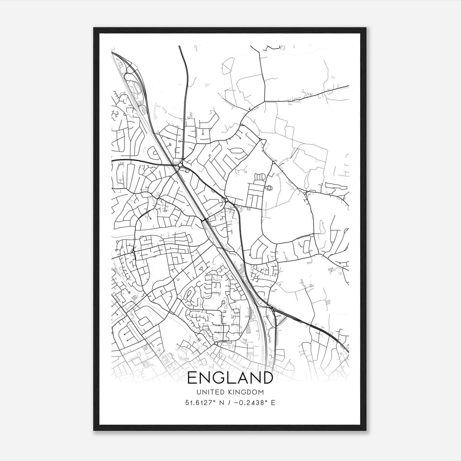 Mill Hill United Kingdom Map Poster, Modern Home Decor Wall Art Print