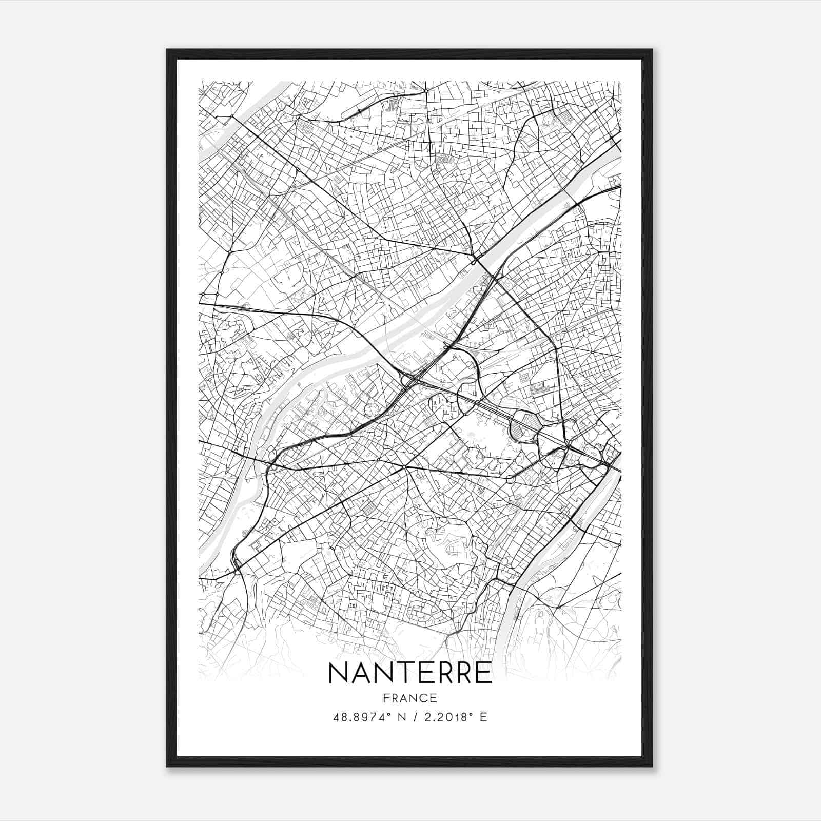 Nanterre France Map Poster, Modern Home Decor Wall Art Print