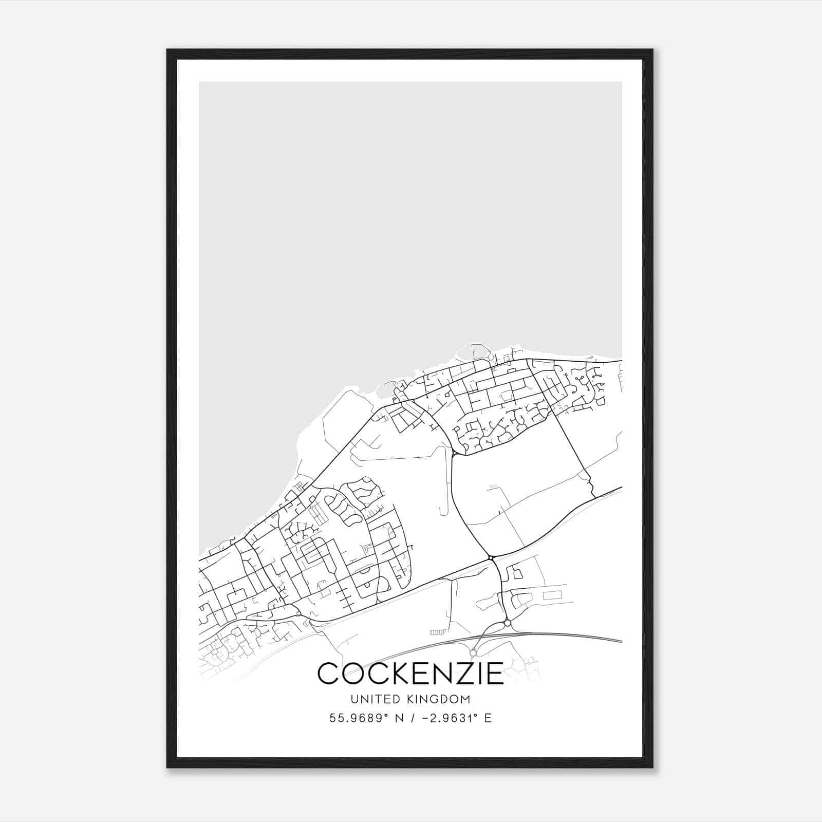 Cockenzie United Kingdom Map Poster, Modern Home Decor Wall Art Print