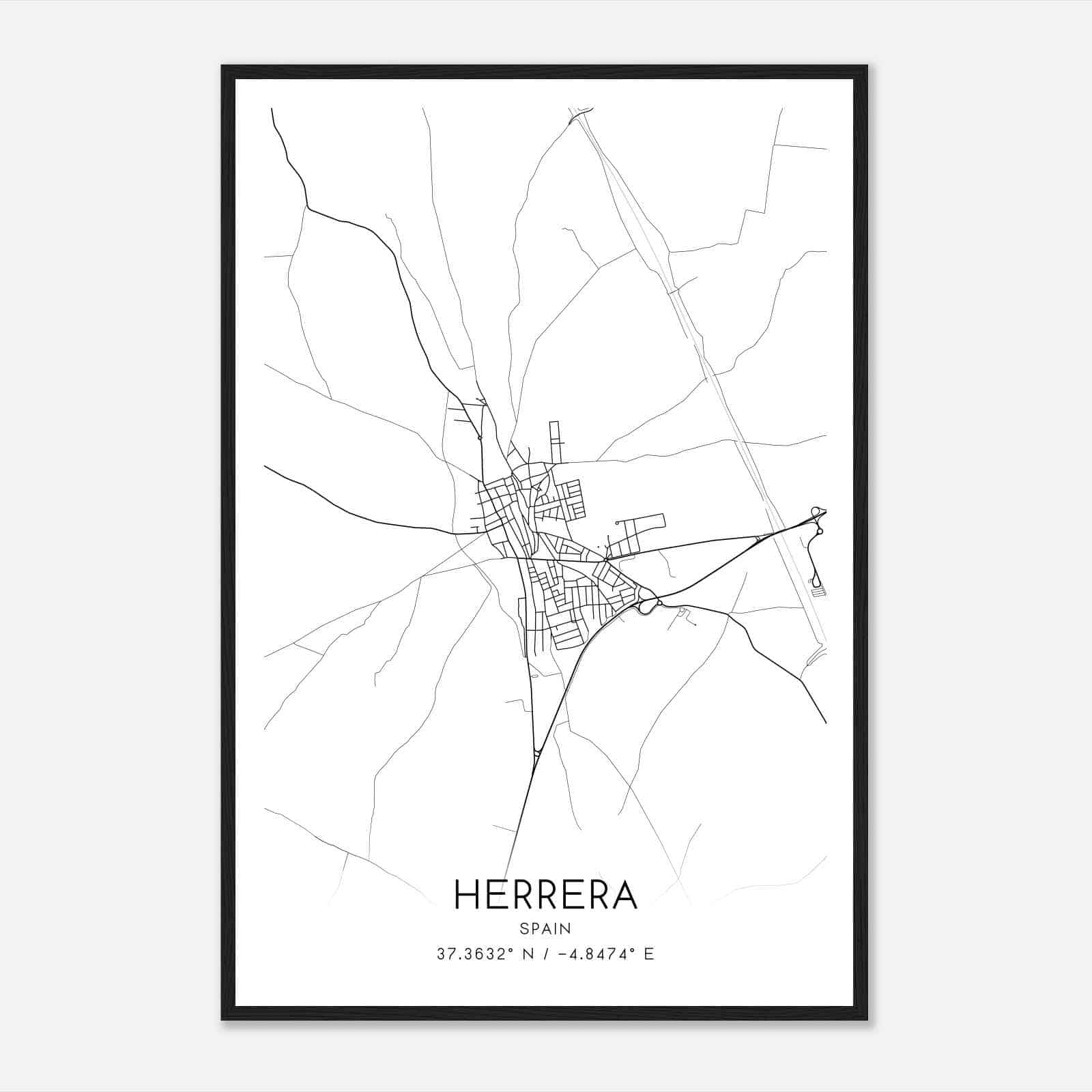 Herrera Spain Map Poster, Modern Home Decor Wall Art Print