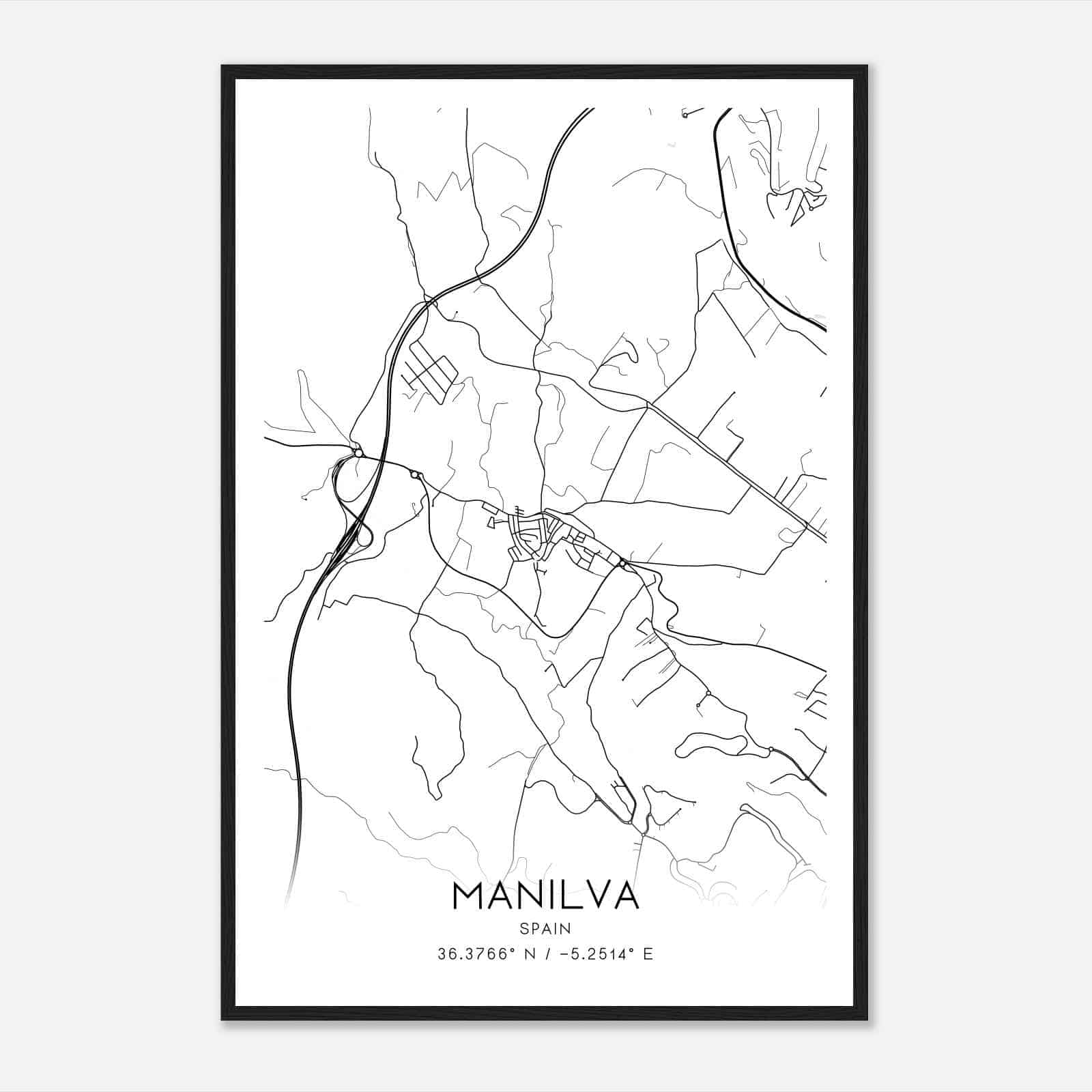 Manilva Spain Map Poster, Modern Home Decor Wall Art Print