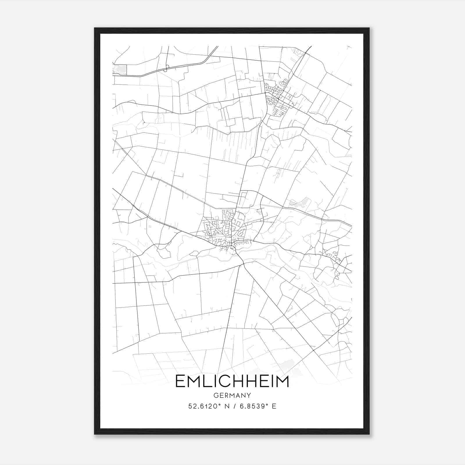 Emlichheim Germany Map Poster, Modern Home Decor Wall Art Print