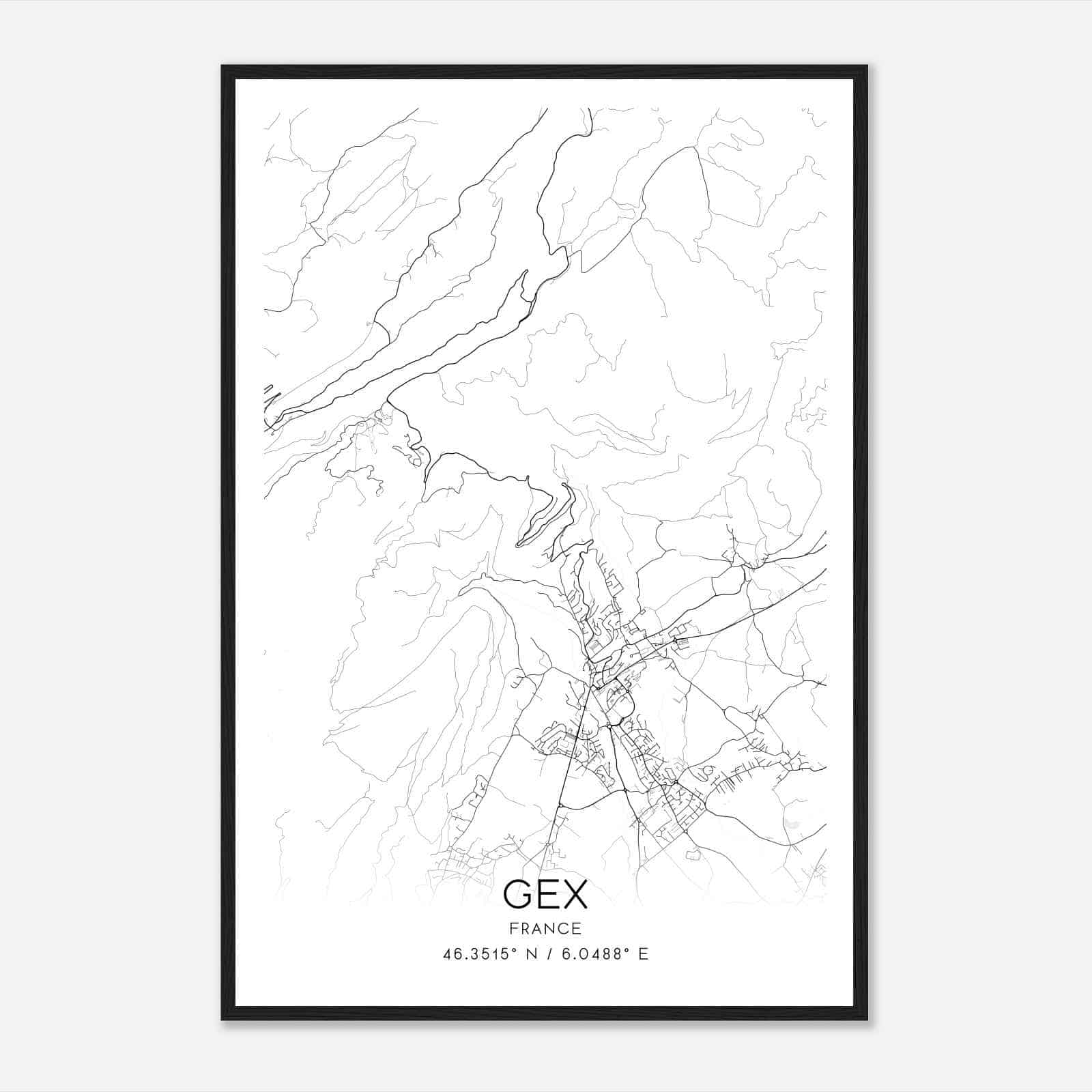 Gex France Map Poster, Modern Home Decor Wall Art Print