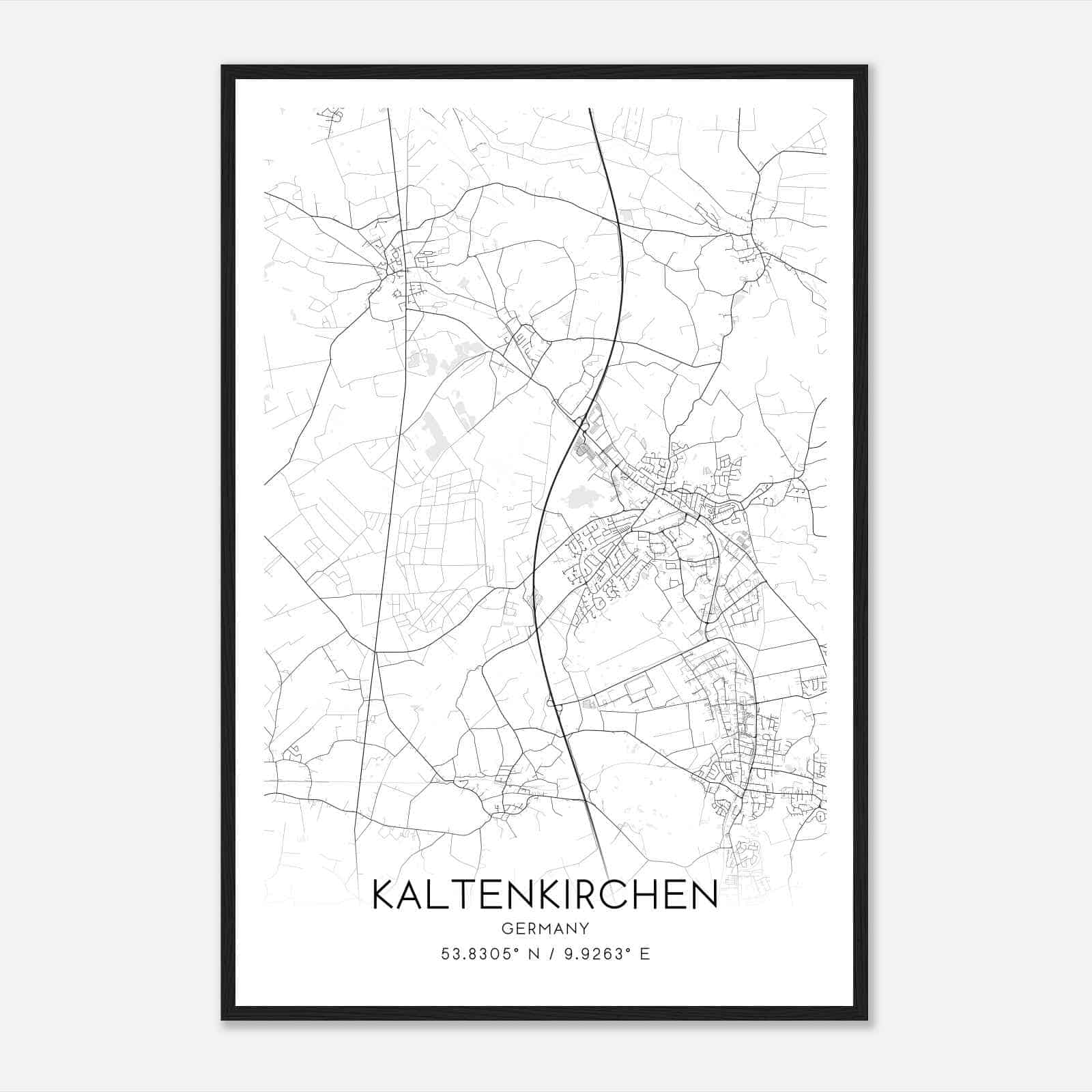Kaltenkirchen Germany Map Poster, Modern Home Decor Wall Art Print