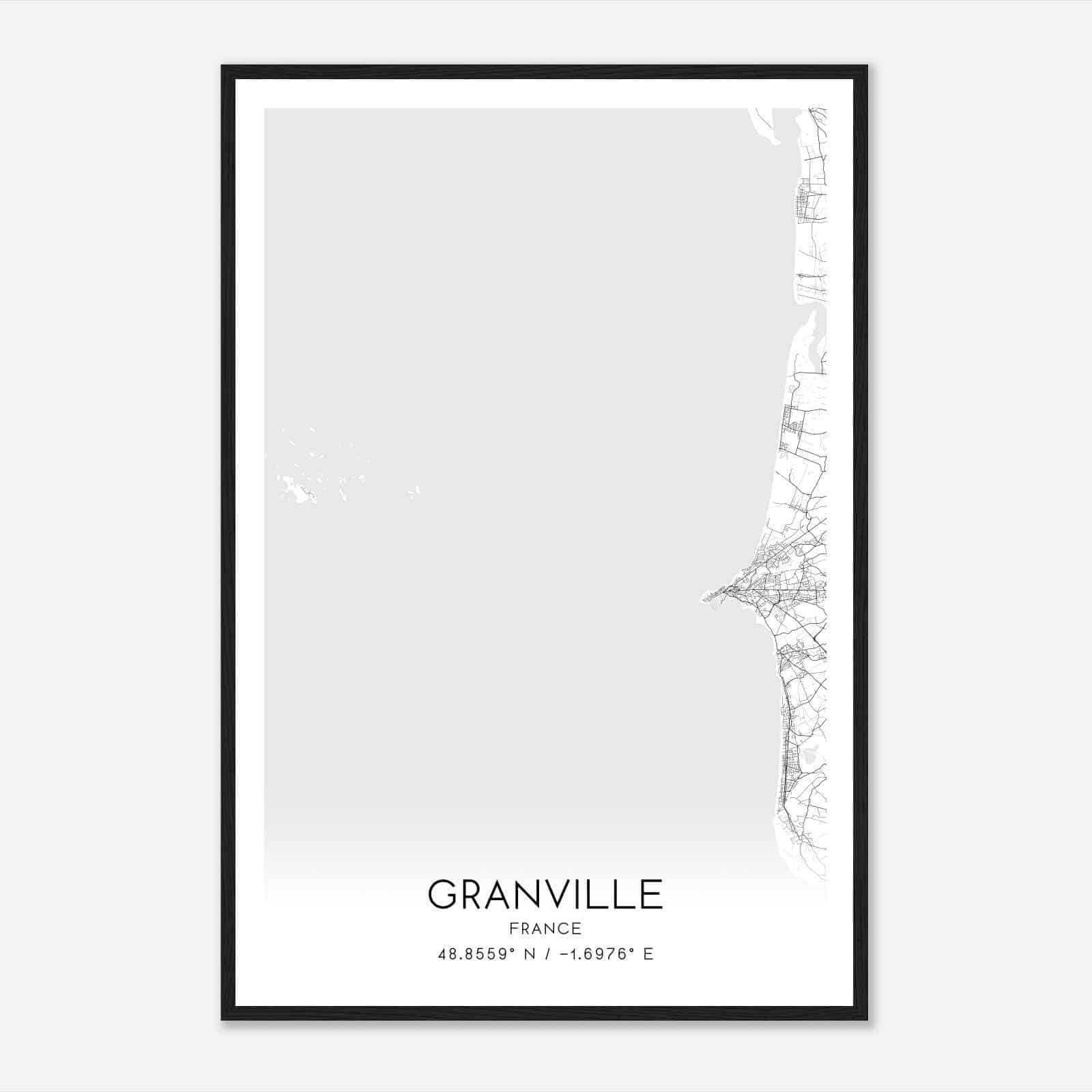 Granville France Map Poster, Modern Home Decor Wall Art Print