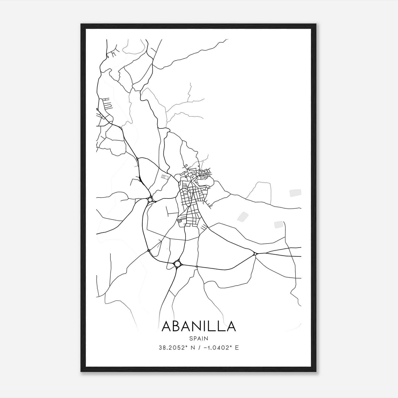 Abanilla Spain Map Poster, Modern Home Decor Wall Art Print