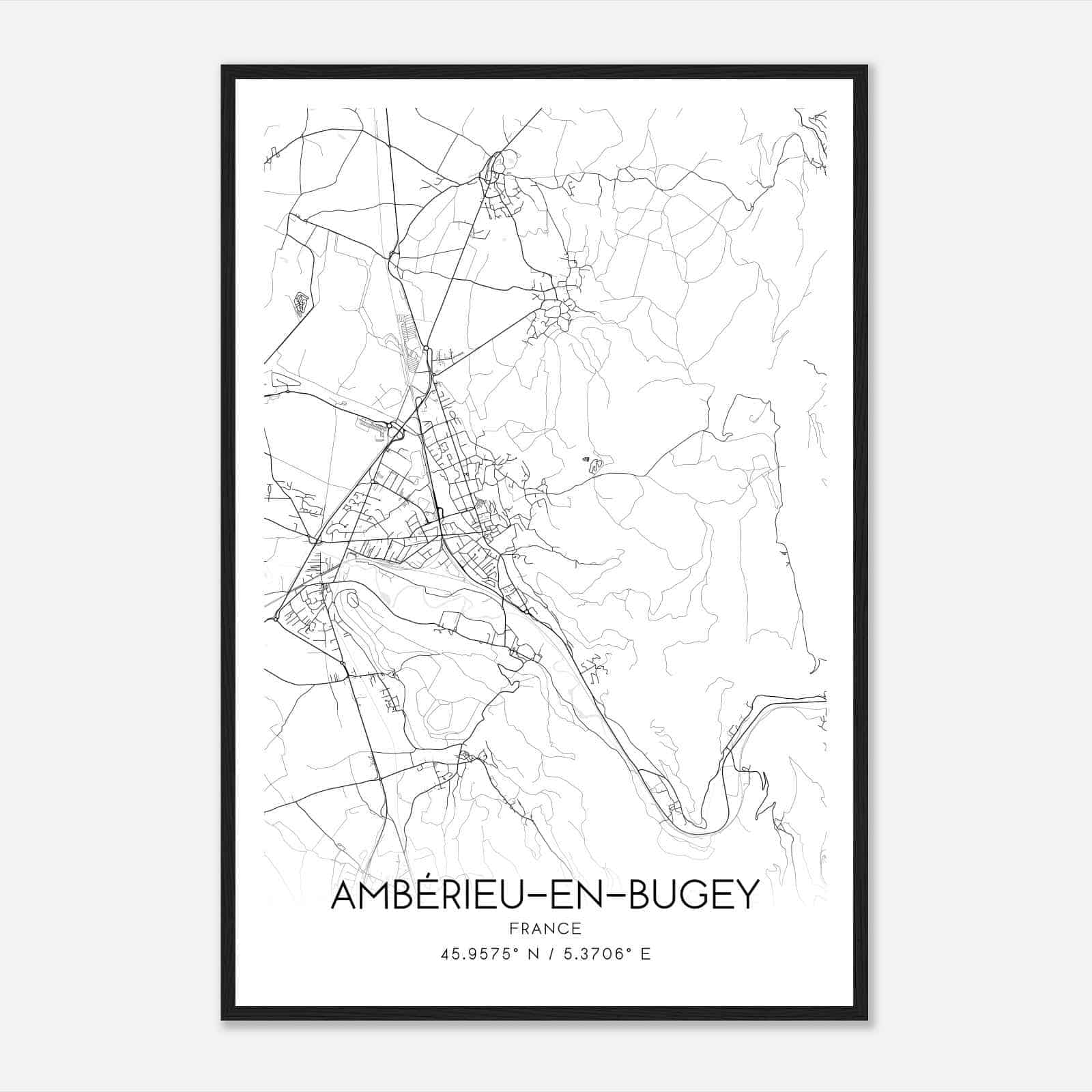Amberieu-en-Bugey France Map Poster, Modern Home Decor Wall Art Print
