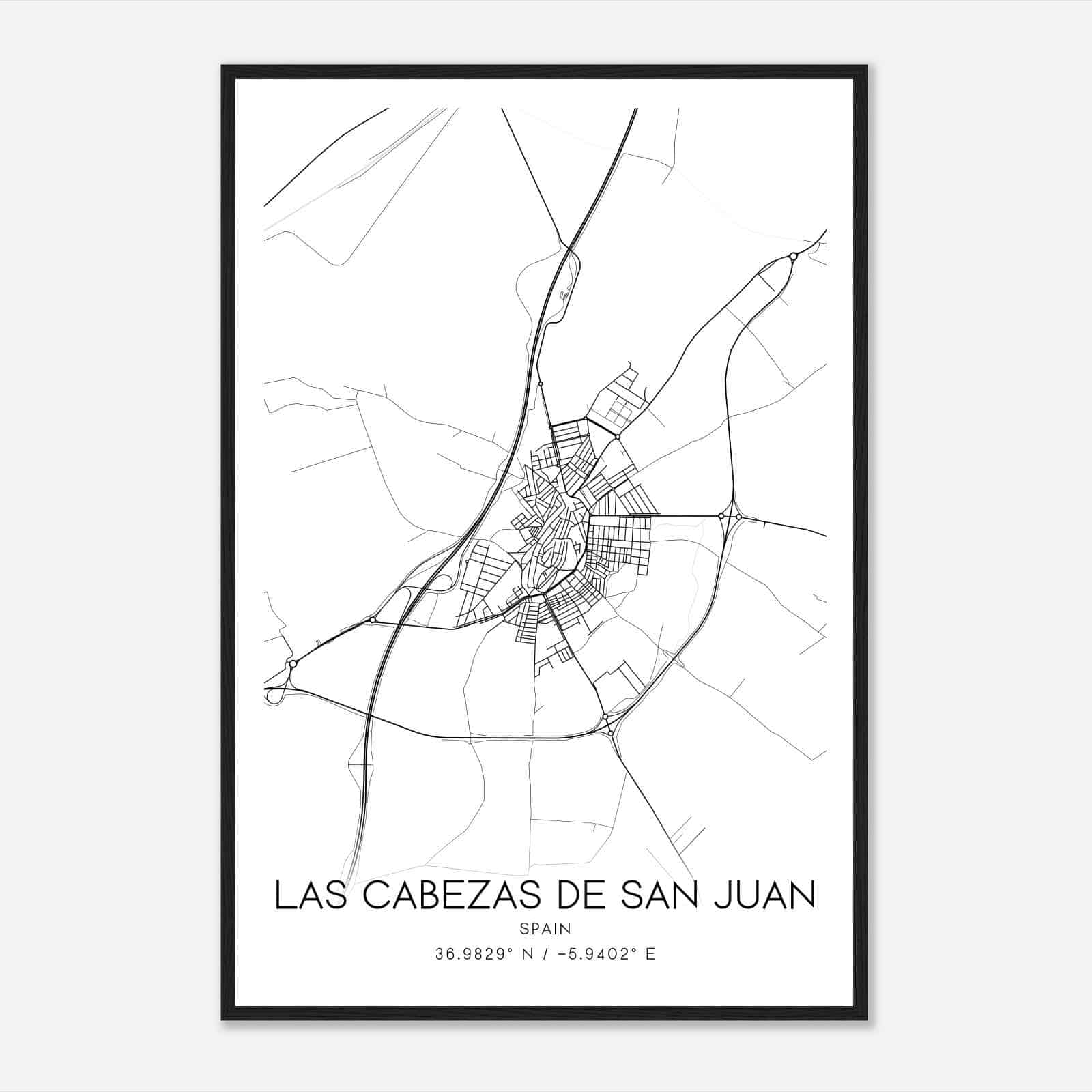 Las Cabezas de San Juan Spain Map Poster, Modern Home Decor Wall Art Print