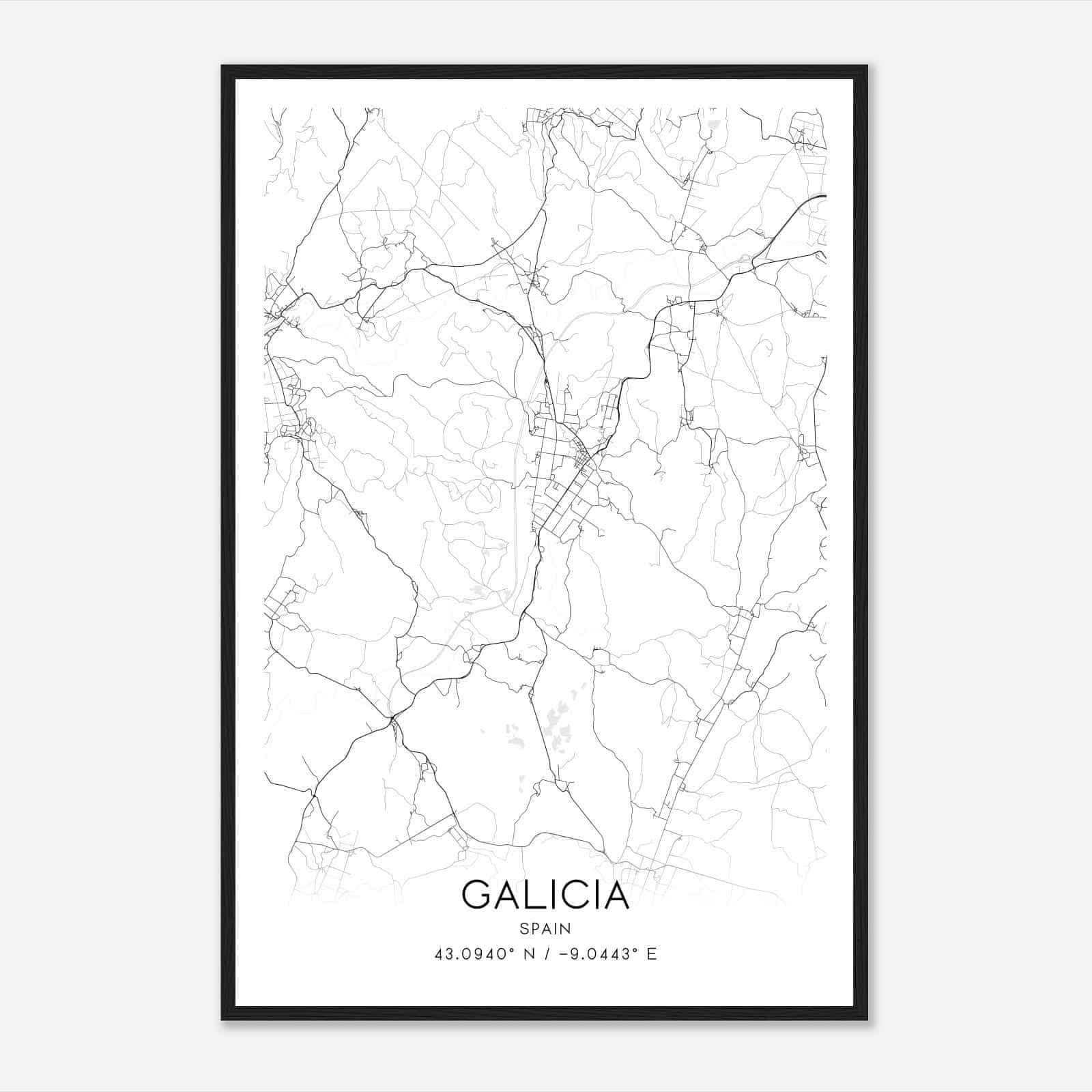 Vimianzo Spain Map Poster, Modern Home Decor Wall Art Print