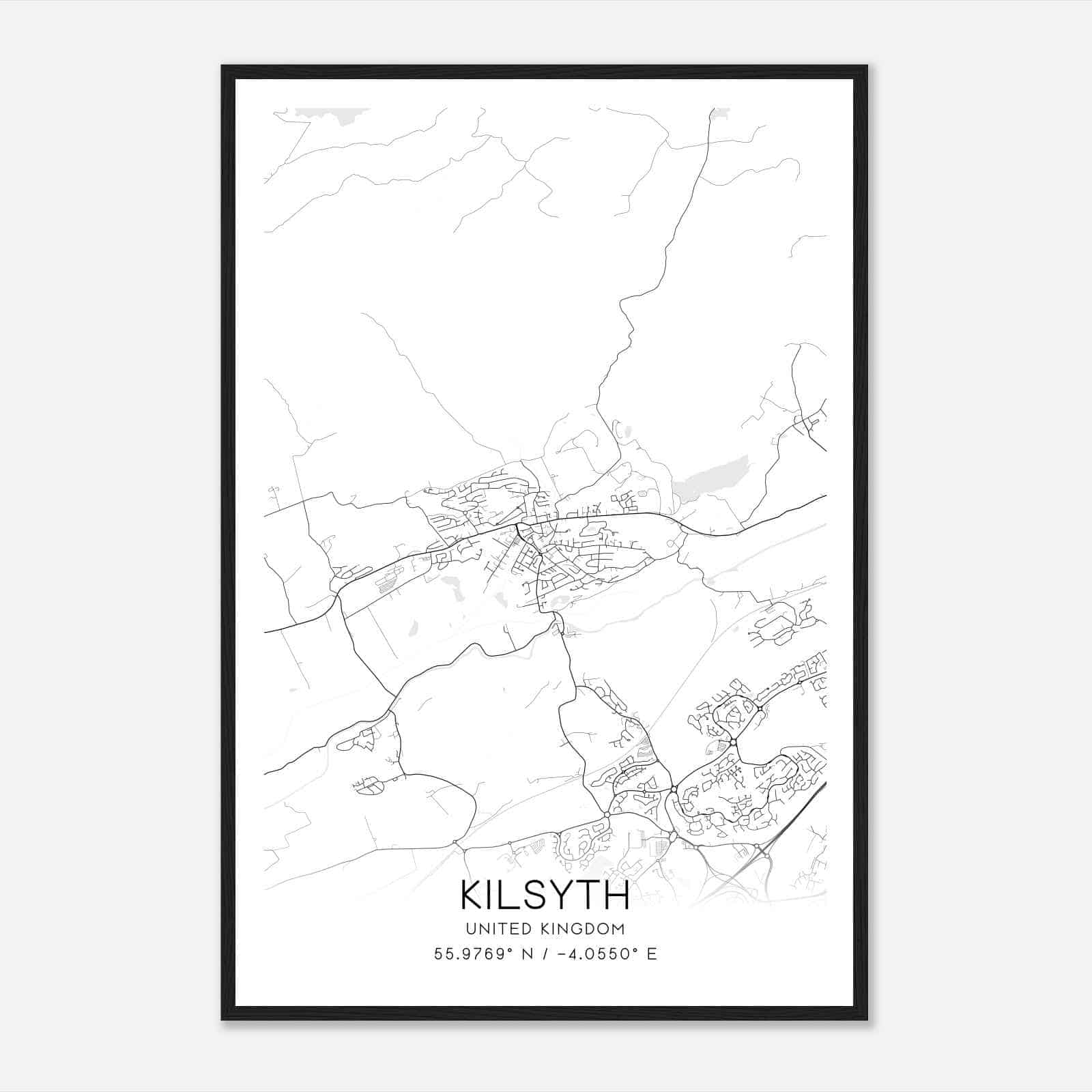 Kilsyth United Kingdom Map Poster, Modern Home Decor Wall Art Print