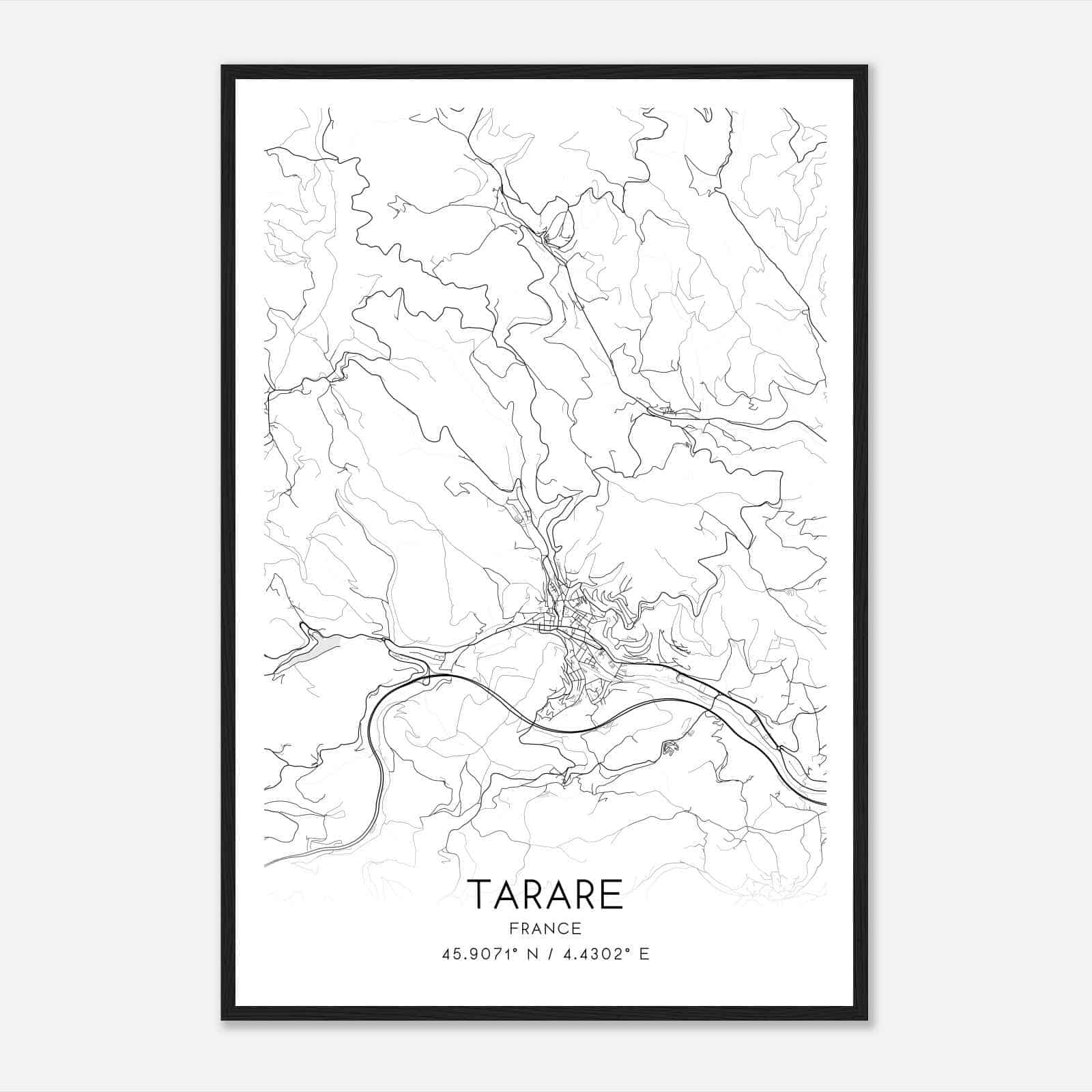 Tarare France Map Poster, Modern Home Decor Wall Art Print