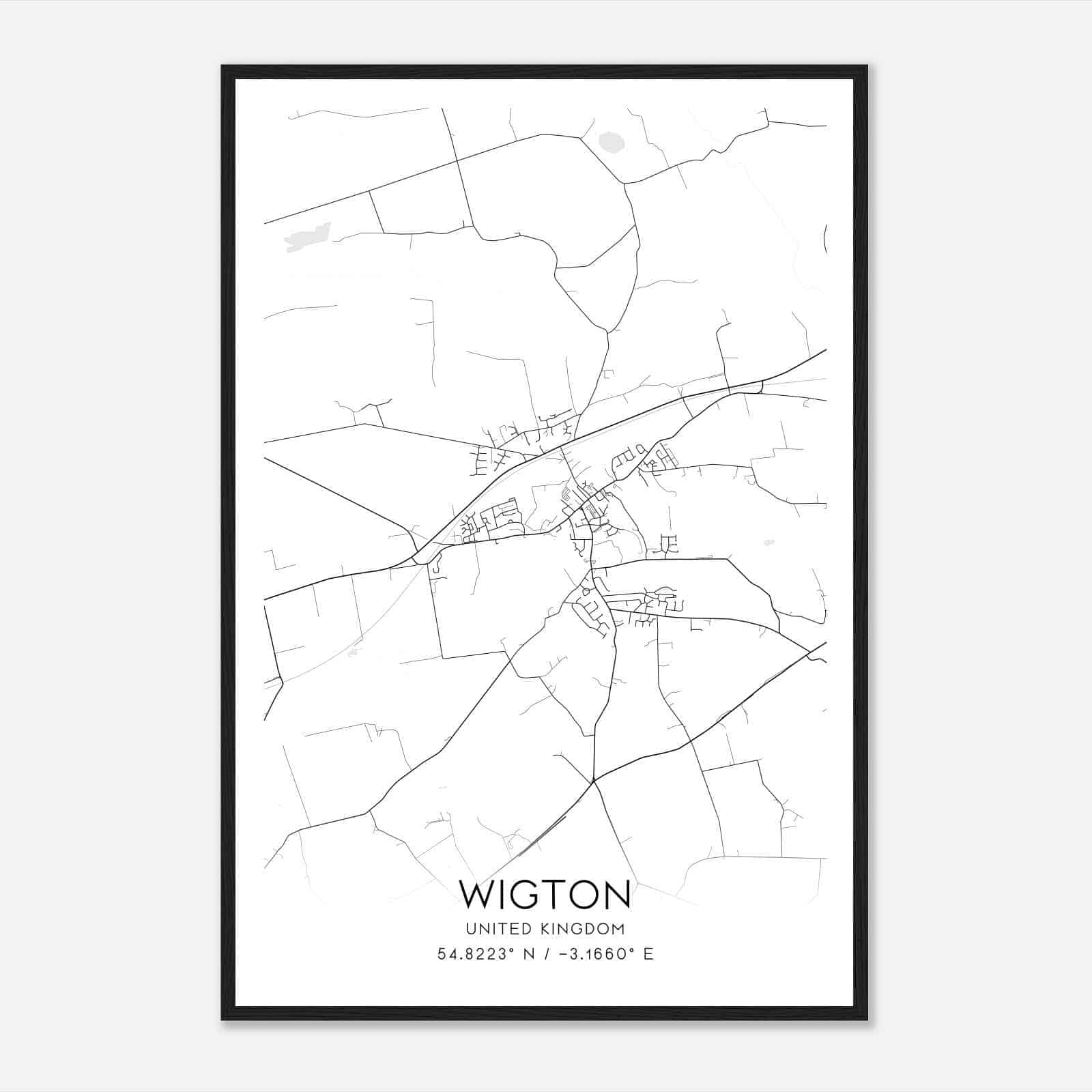 Wigton United Kingdom Map Poster, Modern Home Decor Wall Art Print