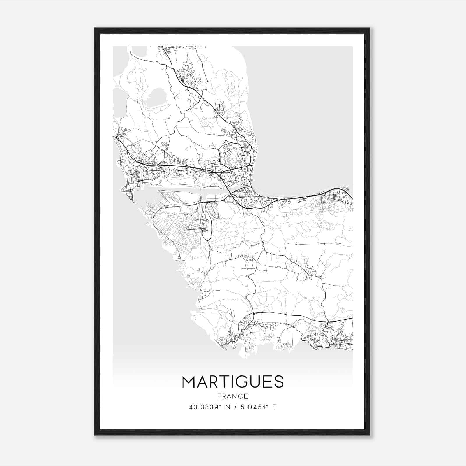 Martigues France Map Poster, Modern Home Decor Wall Art Print