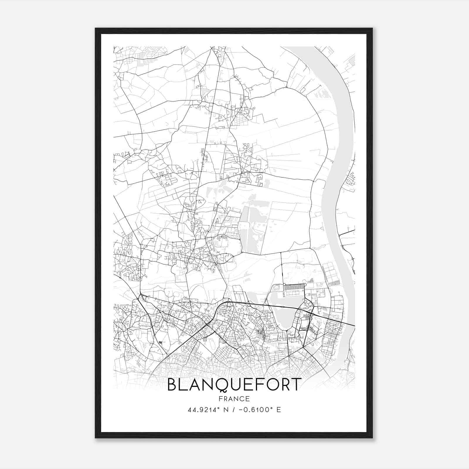 Blanquefort France Map Poster, Modern Home Decor Wall Art Print