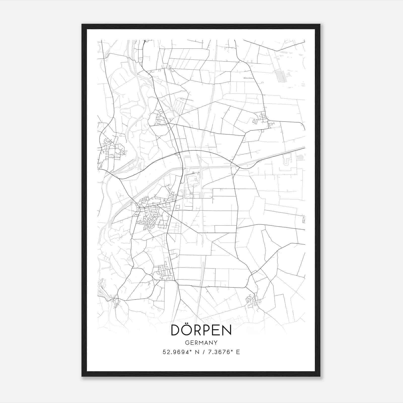 Dorpen Germany Map Poster, Modern Home Decor Wall Art Print