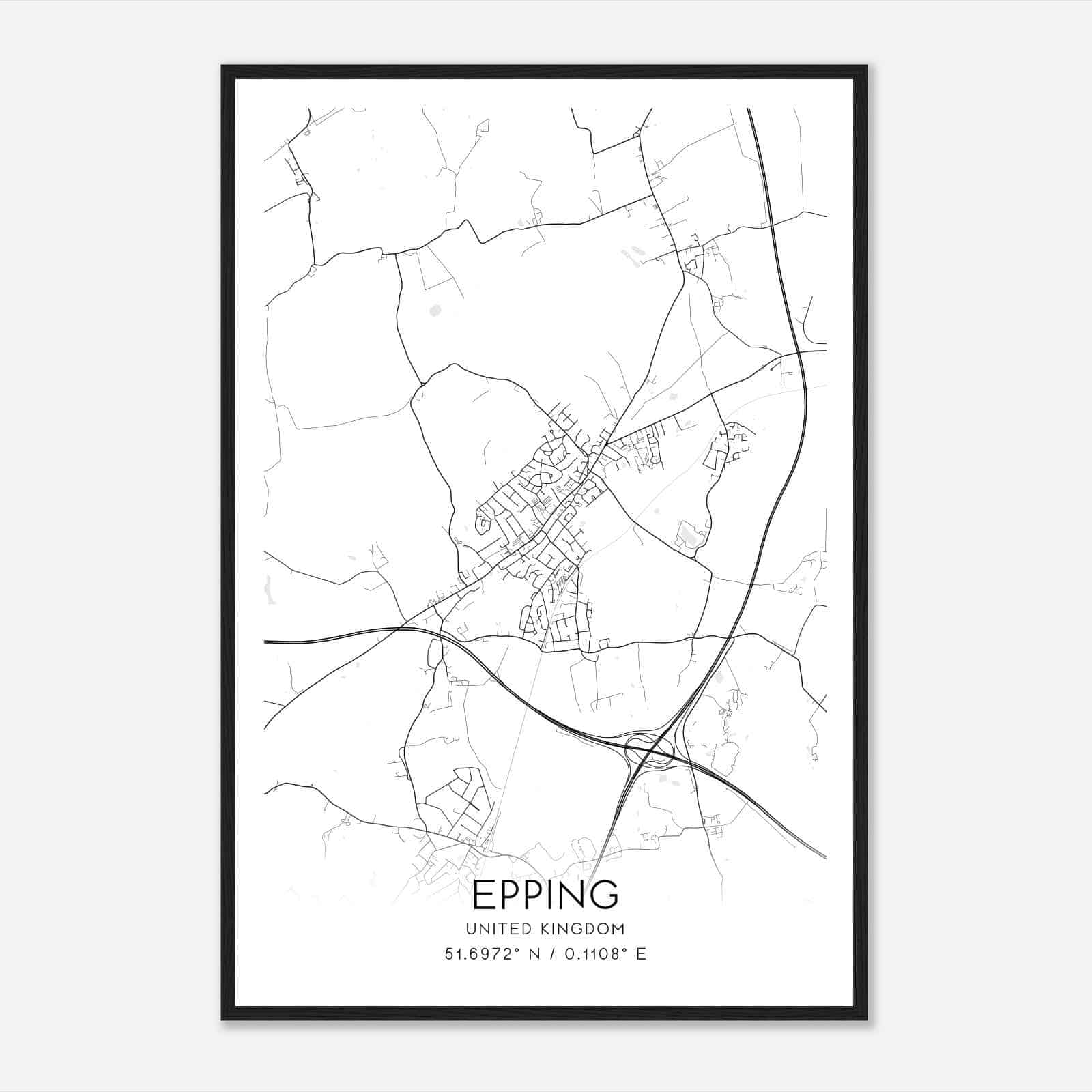 Epping United Kingdom Map Poster, Modern Home Decor Wall Art Print