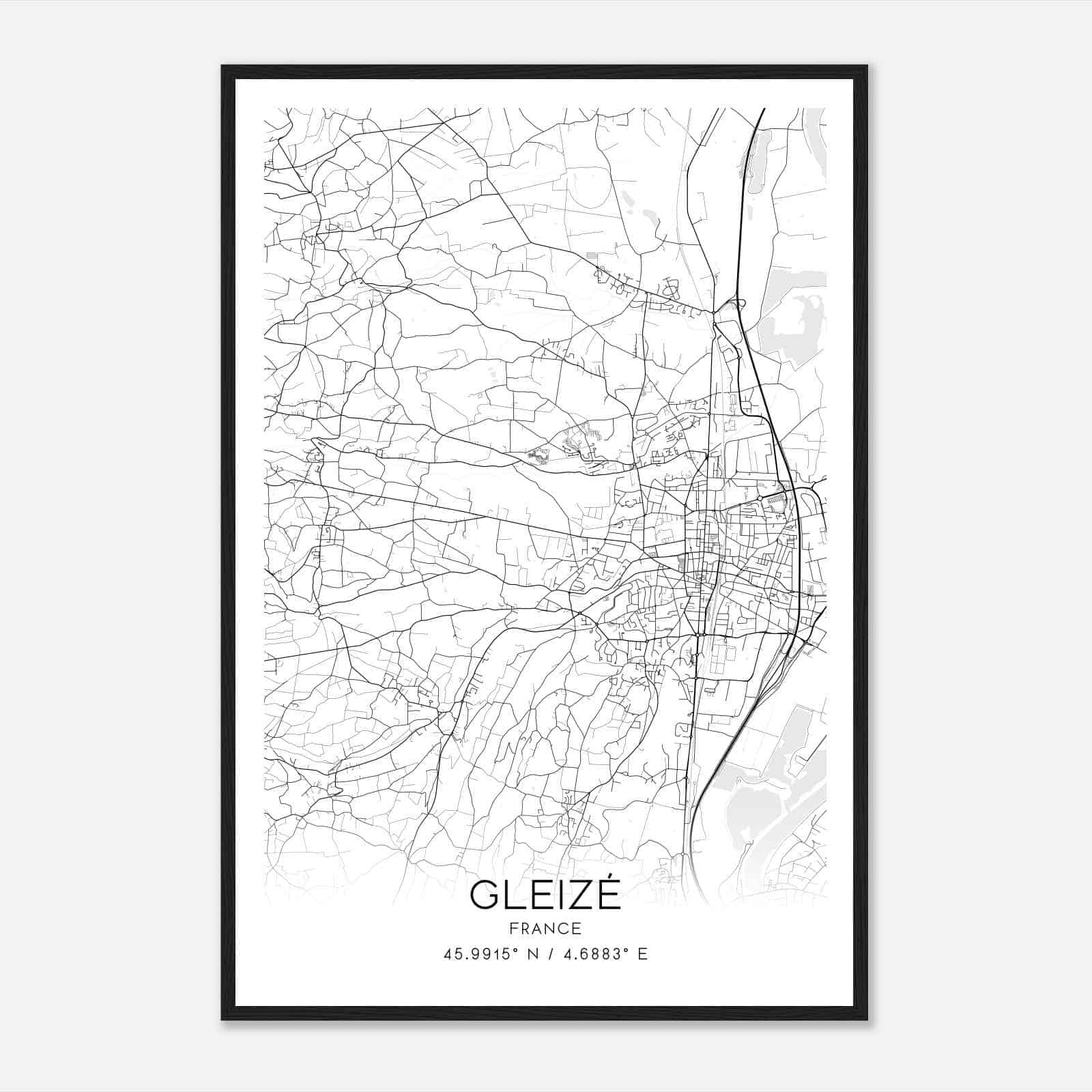 Gleize France Map Poster, Modern Home Decor Wall Art Print