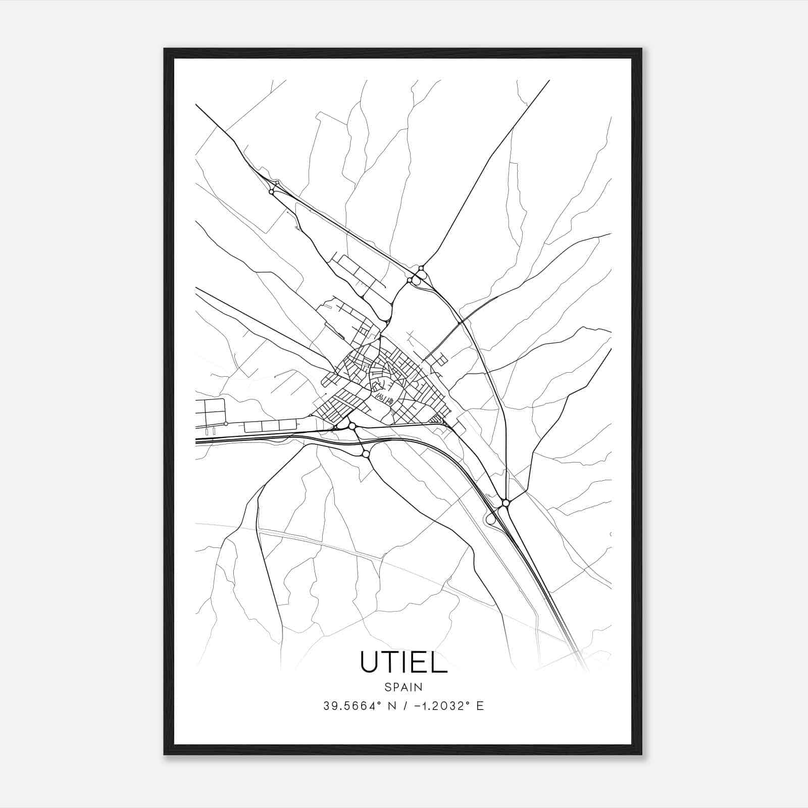 Utiel Spain Map Poster, Modern Home Decor Wall Art Print