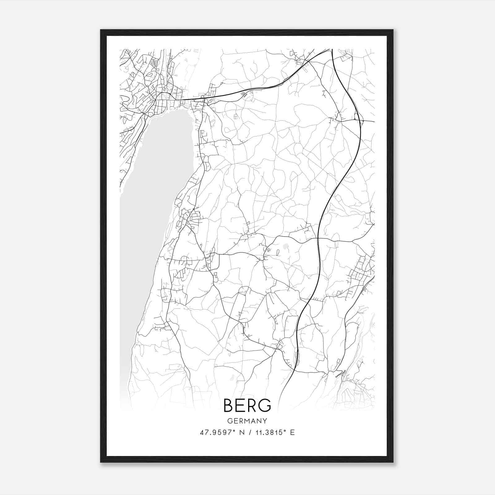 Berg Germany Map Poster, Modern Home Decor Wall Art Print