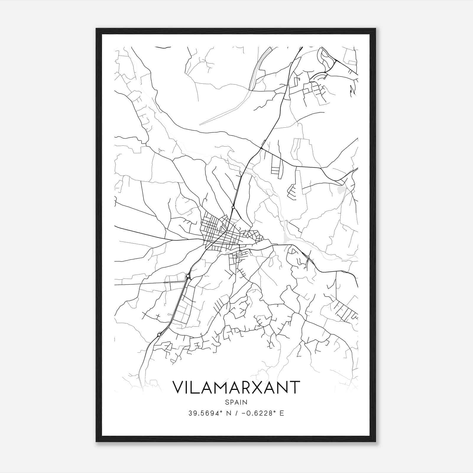 Villamarchante Spain Map Poster, Modern Home Decor Wall Art Print