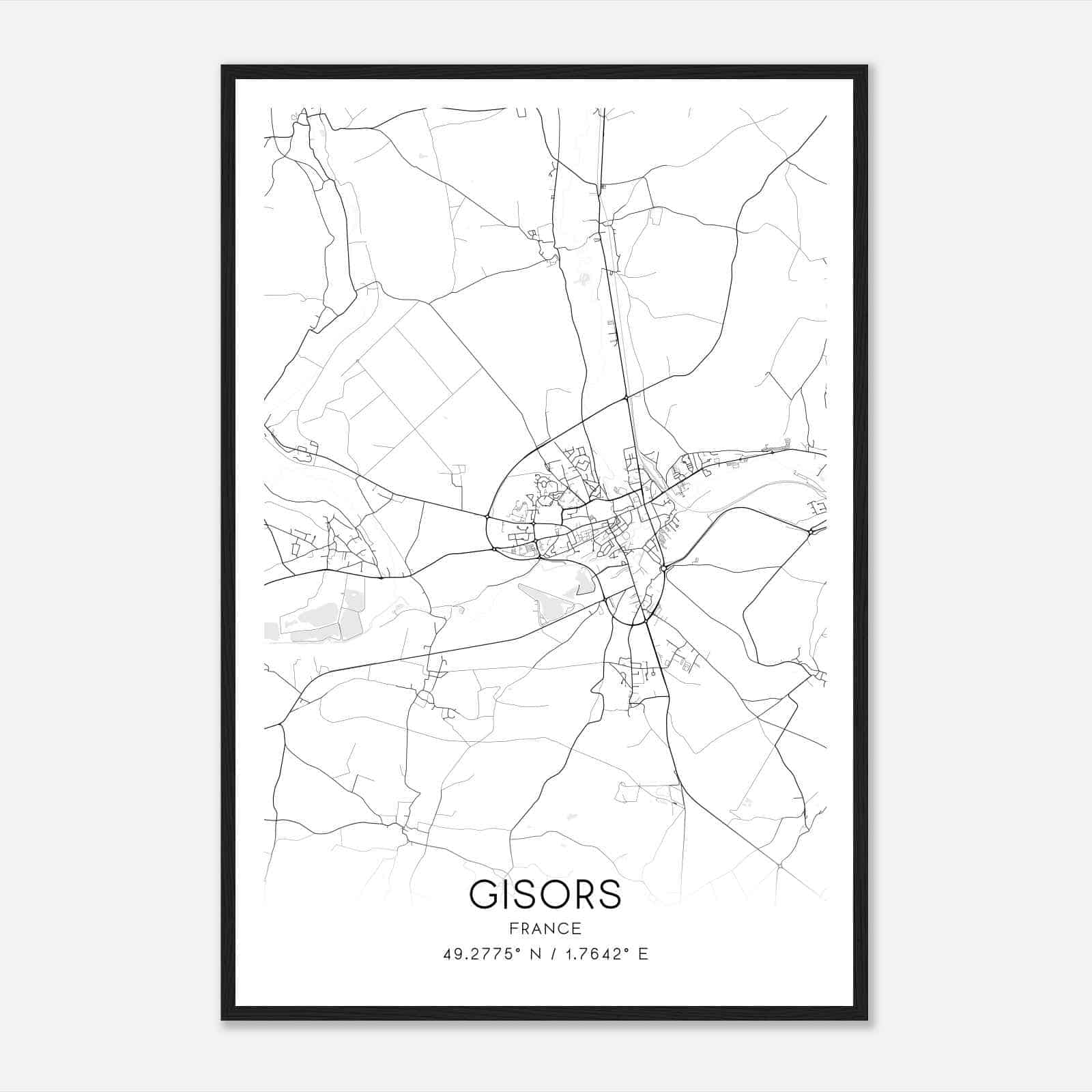 Gisors France Map Poster, Modern Home Decor Wall Art Print