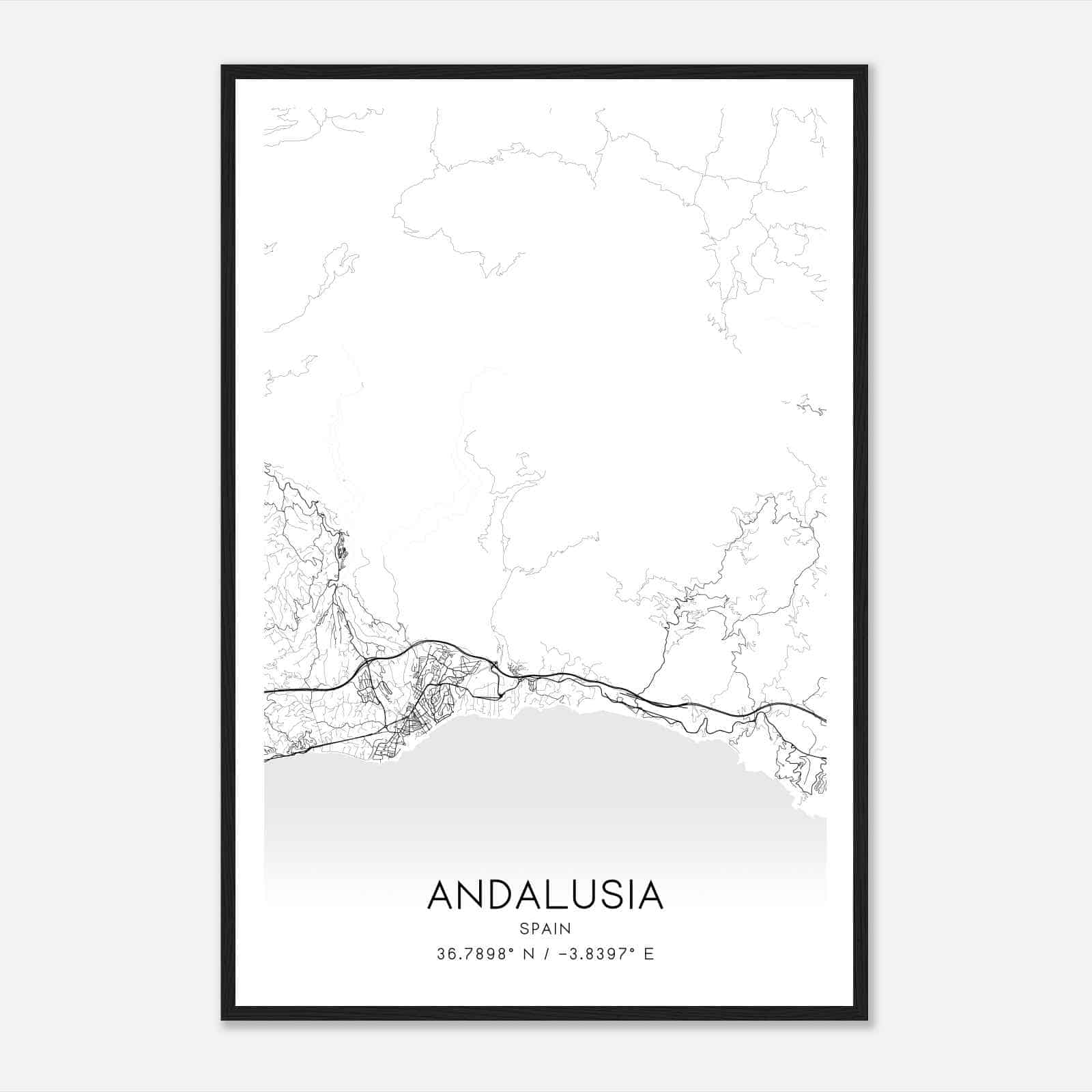 Nerja Spain Map Poster, Modern Home Decor Wall Art Print