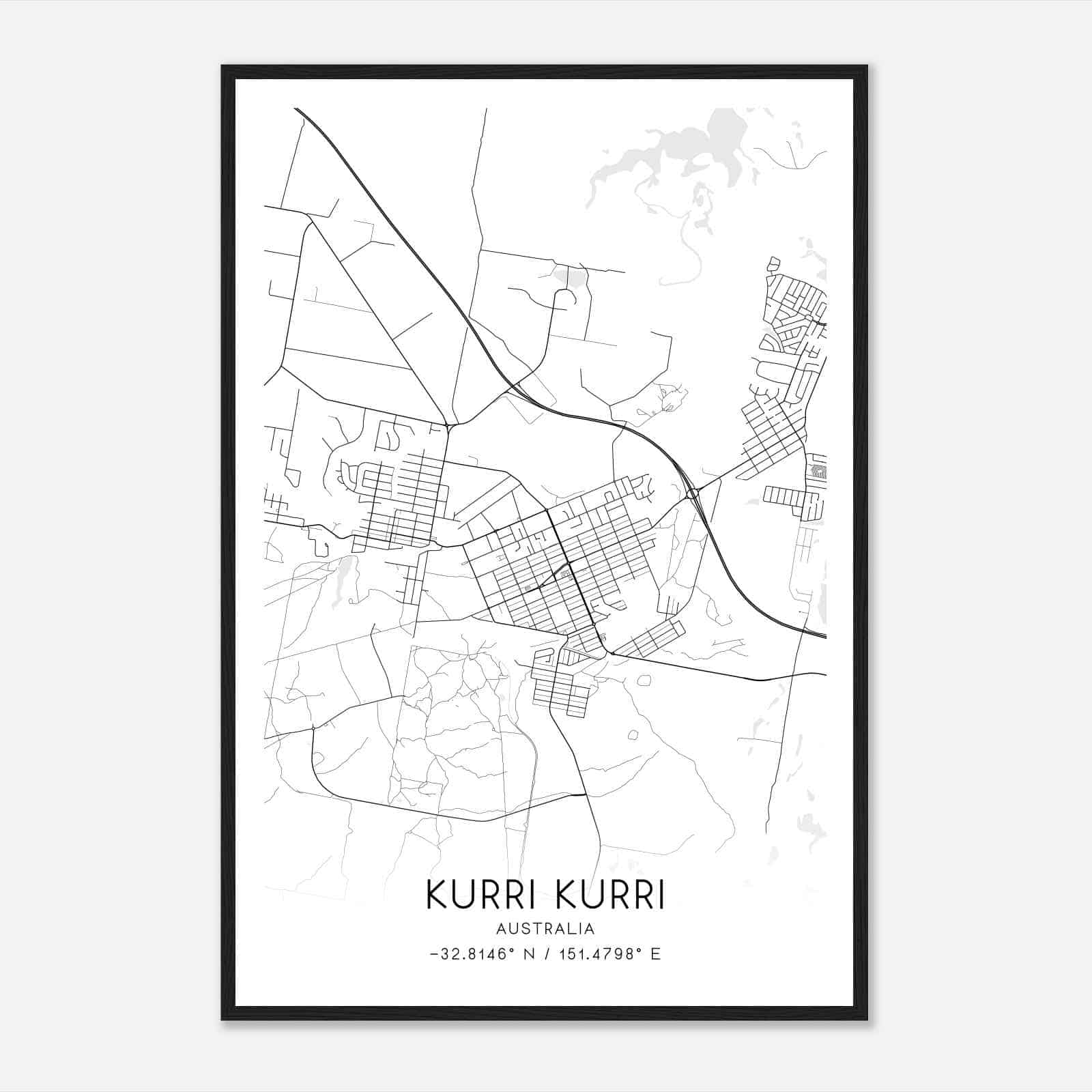 Kurri Kurri Australia Map Poster, Modern Home Decor Wall Art Print