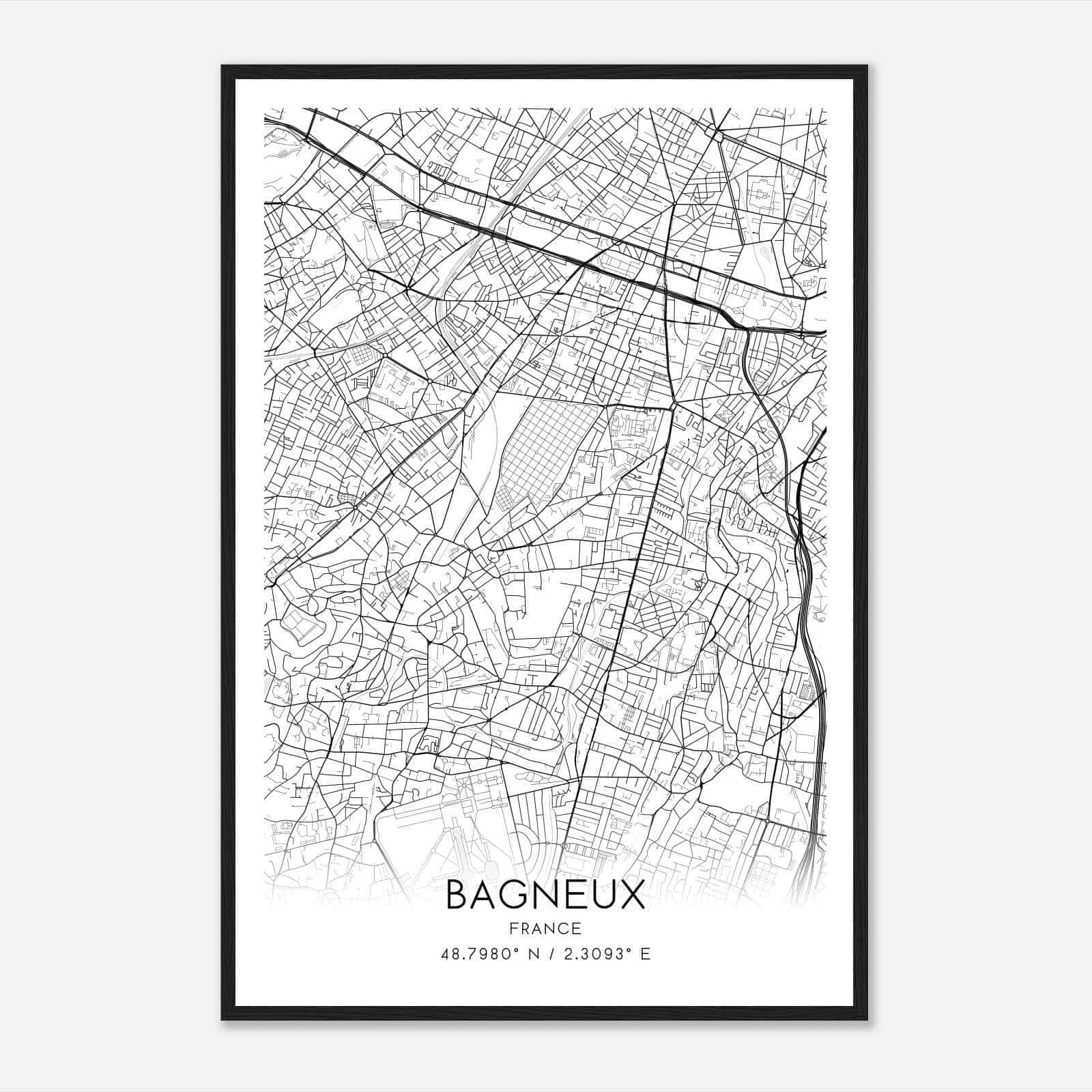 Bagneux France Map Poster, Modern Home Decor Wall Art Print