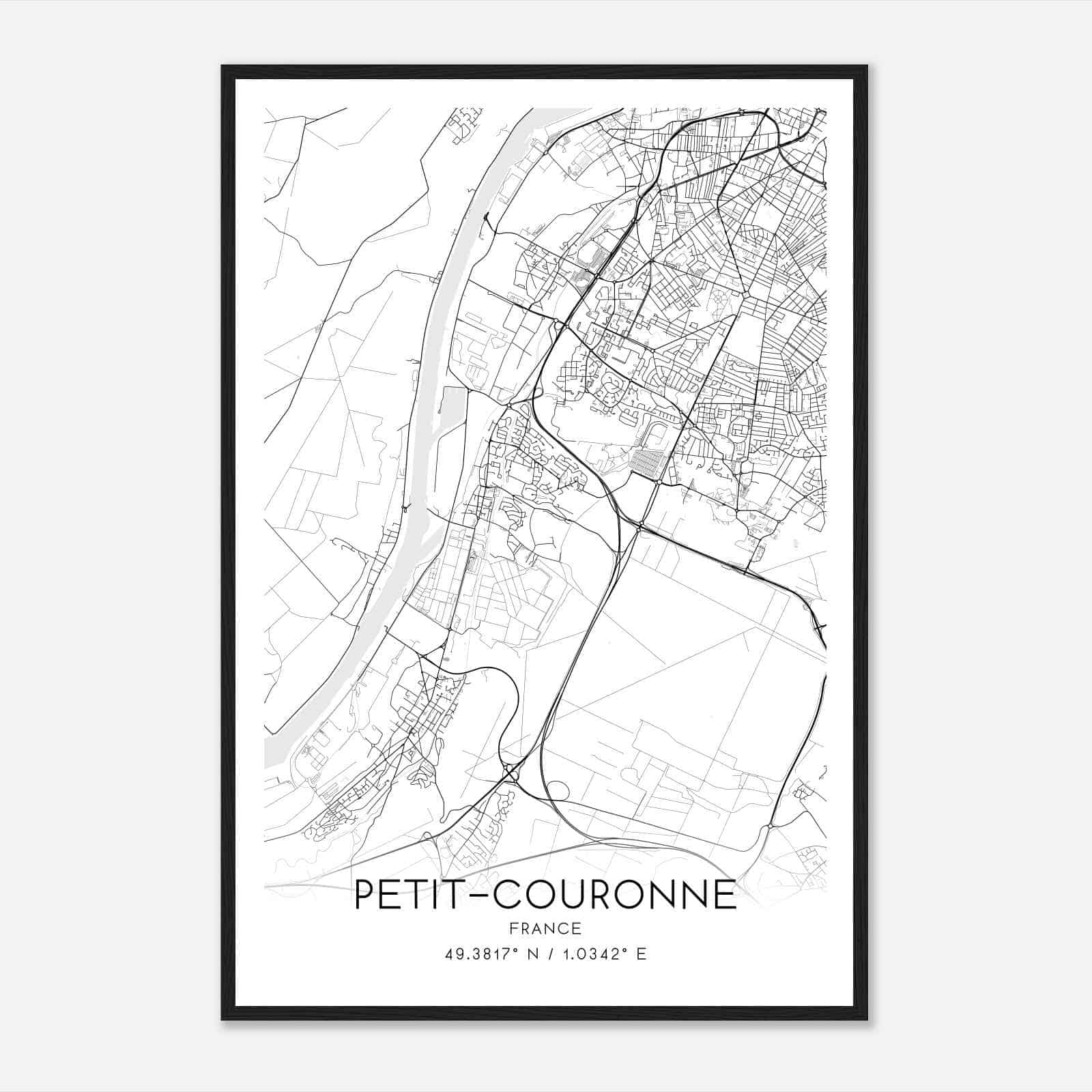 Le Petit-Couronne France Map Poster, Modern Home Decor Wall Art Print