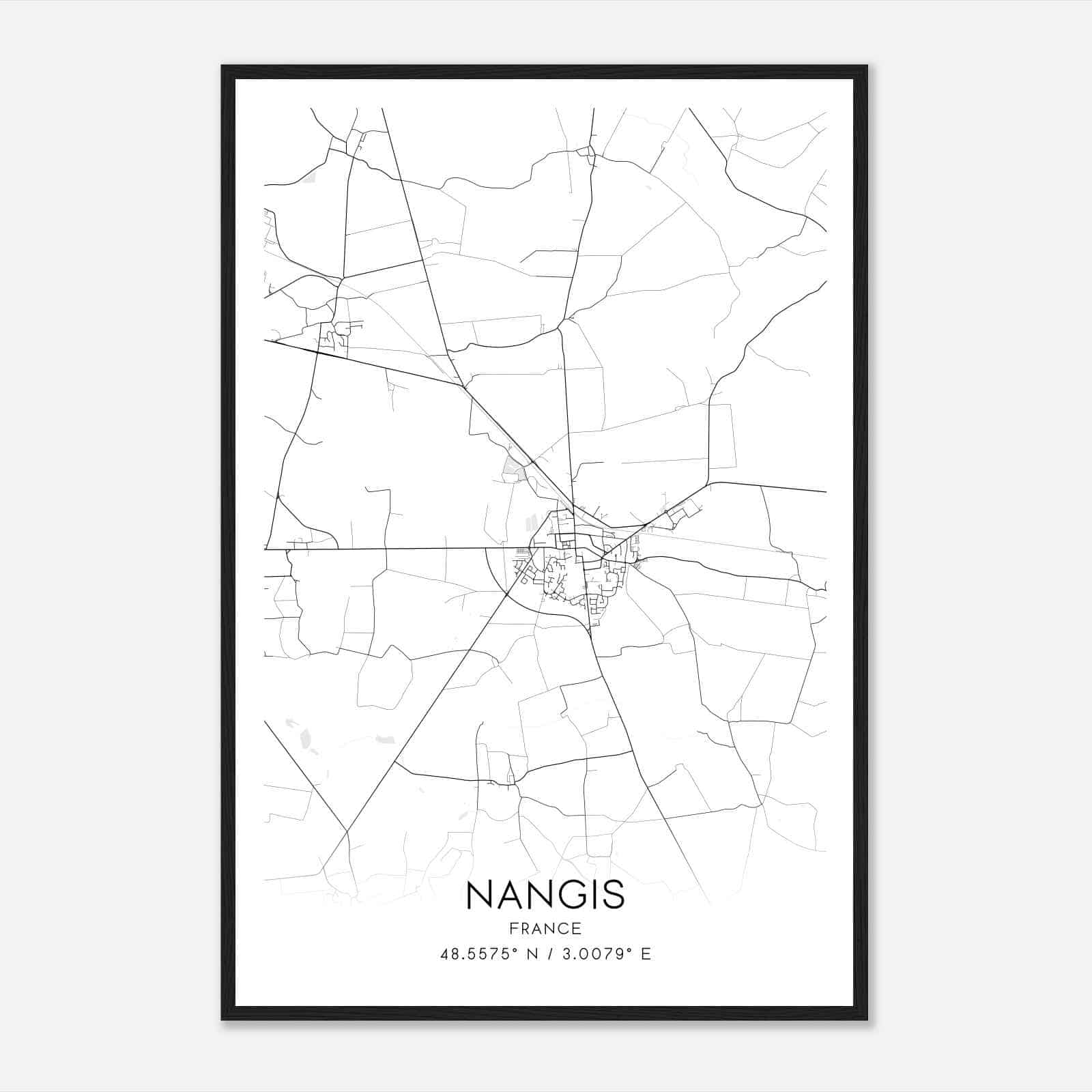 Nangis France Map Poster, Modern Home Decor Wall Art Print