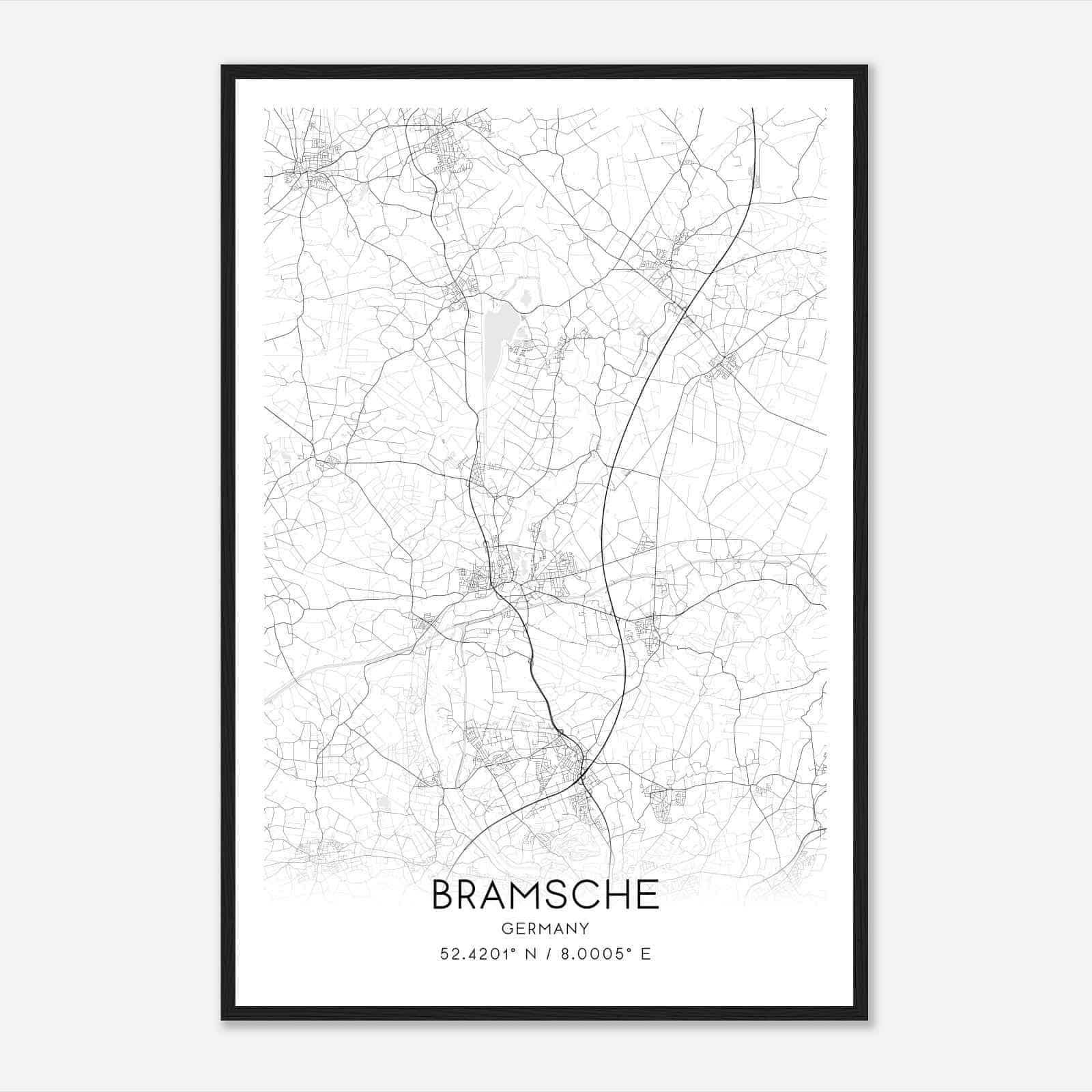 Bramsche Germany Map Poster, Modern Home Decor Wall Art Print