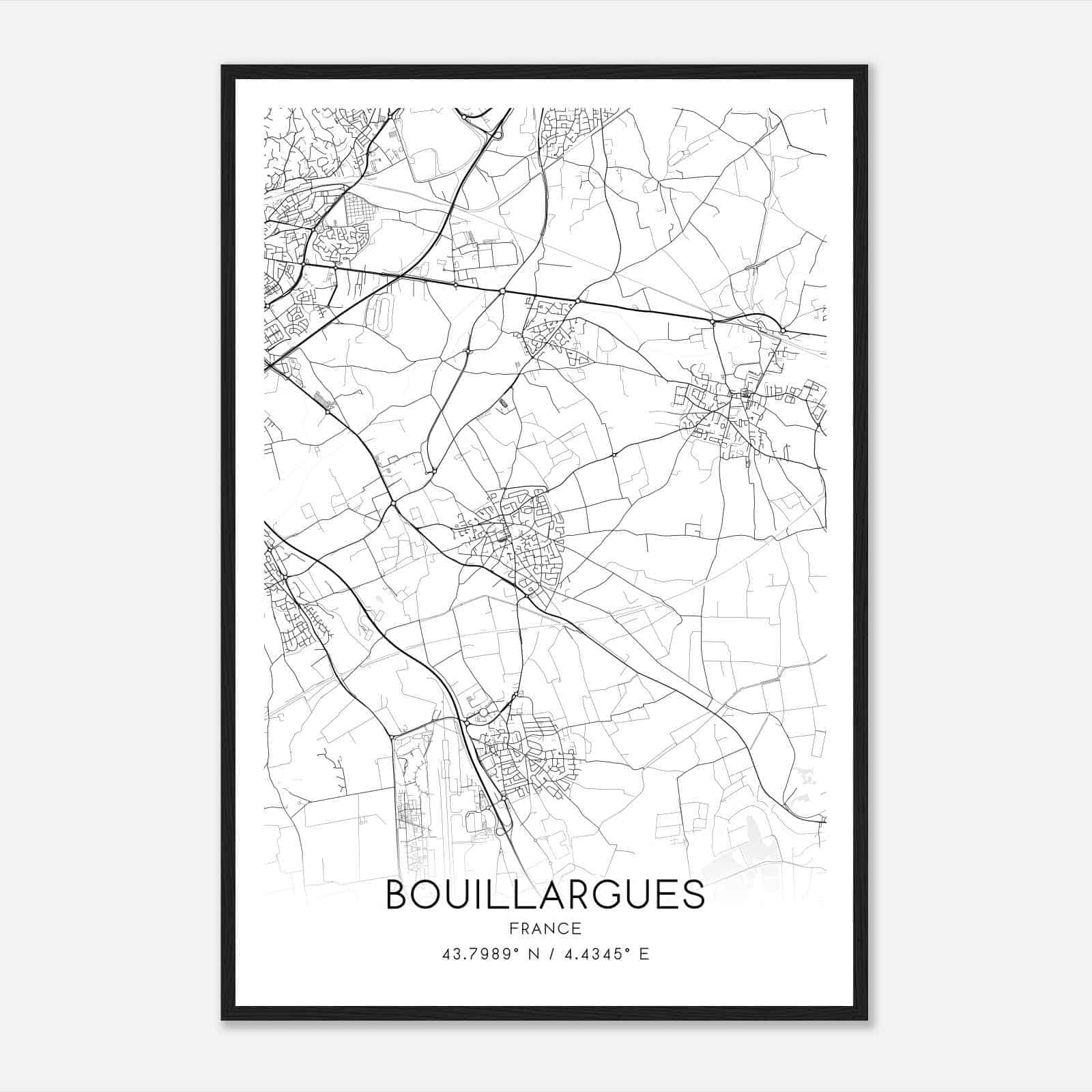 Bouillargues France Map Poster, Modern Home Decor Wall Art Print
