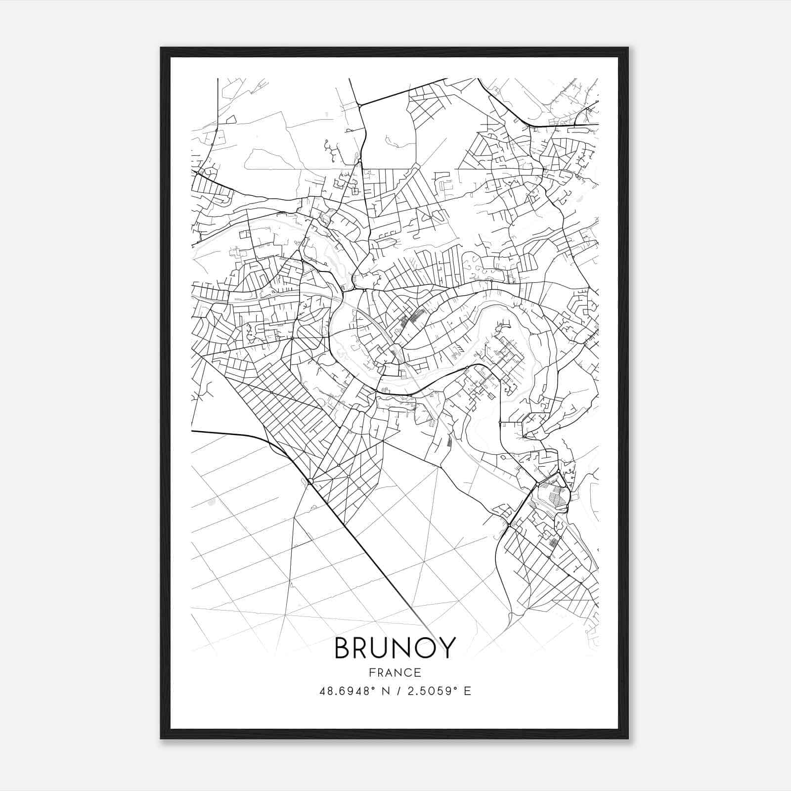Brunoy France Map Poster, Modern Home Decor Wall Art Print Brunoy France Map Poster, Modern Home Decor Wall Art Print