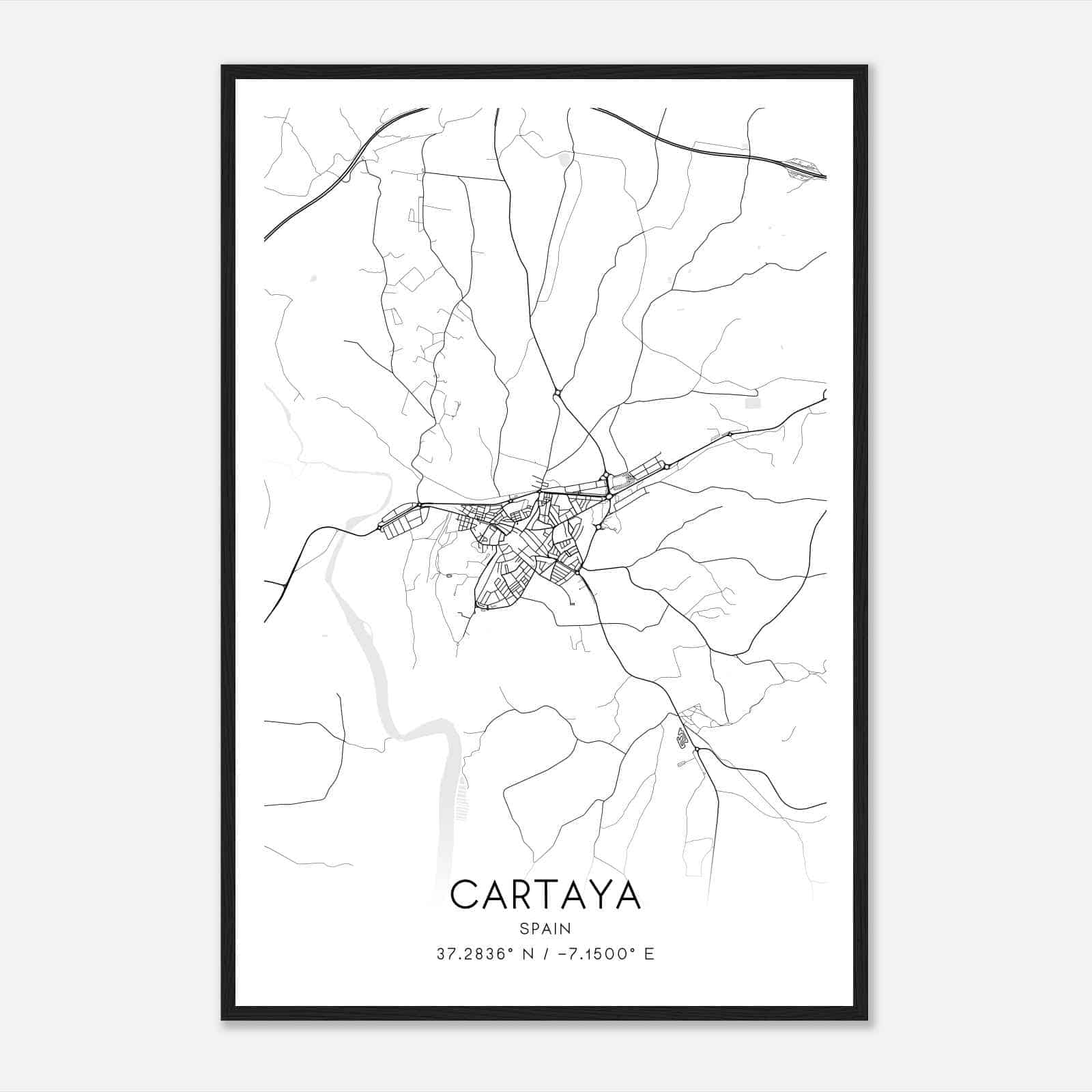 Cartaya Spain Map Poster, Modern Home Decor Wall Art Print
