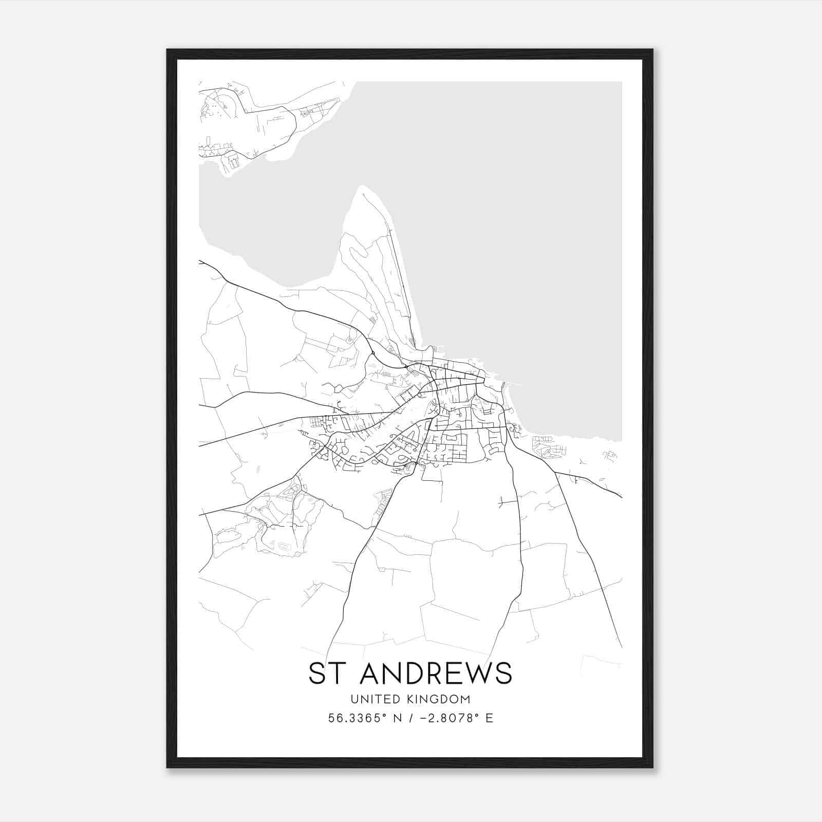 Saint Andrews United Kingdom Map Poster, Modern Home Decor Wall Art Print