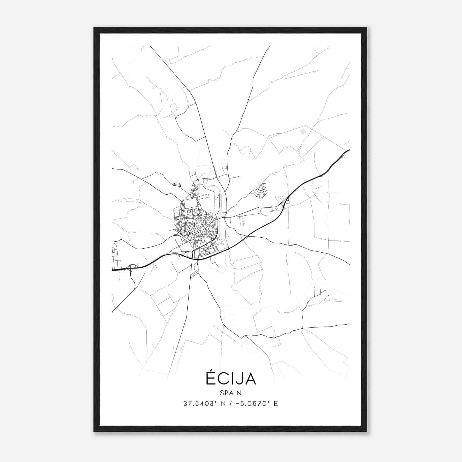 Ecija Spain Map Poster, Modern Home Decor Wall Art Print