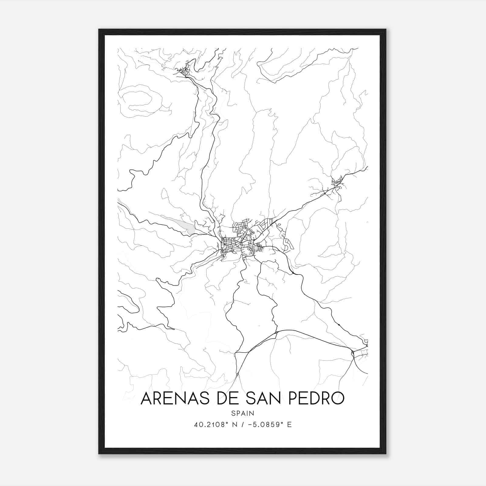 Arenas de San Pedro Spain Map Poster, Modern Home Decor Wall Art Print
