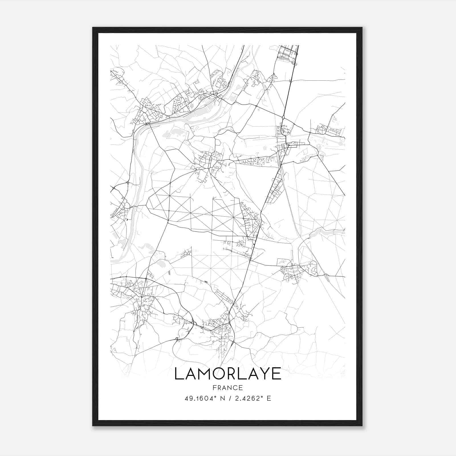 Lamorlaye France Map Poster, Modern Home Decor Wall Art Print