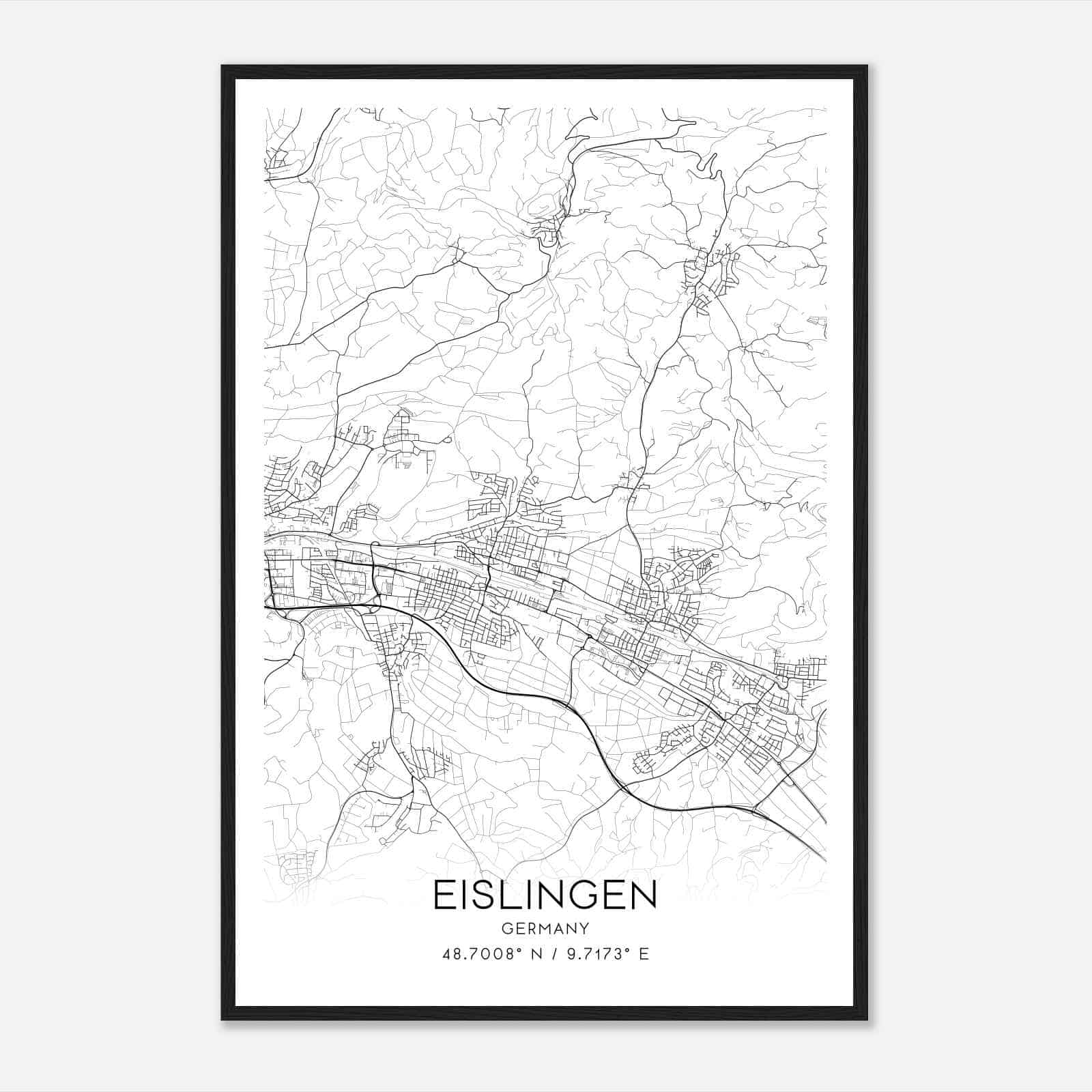 Eislingen Germany Map Poster, Modern Home Decor Wall Art Print