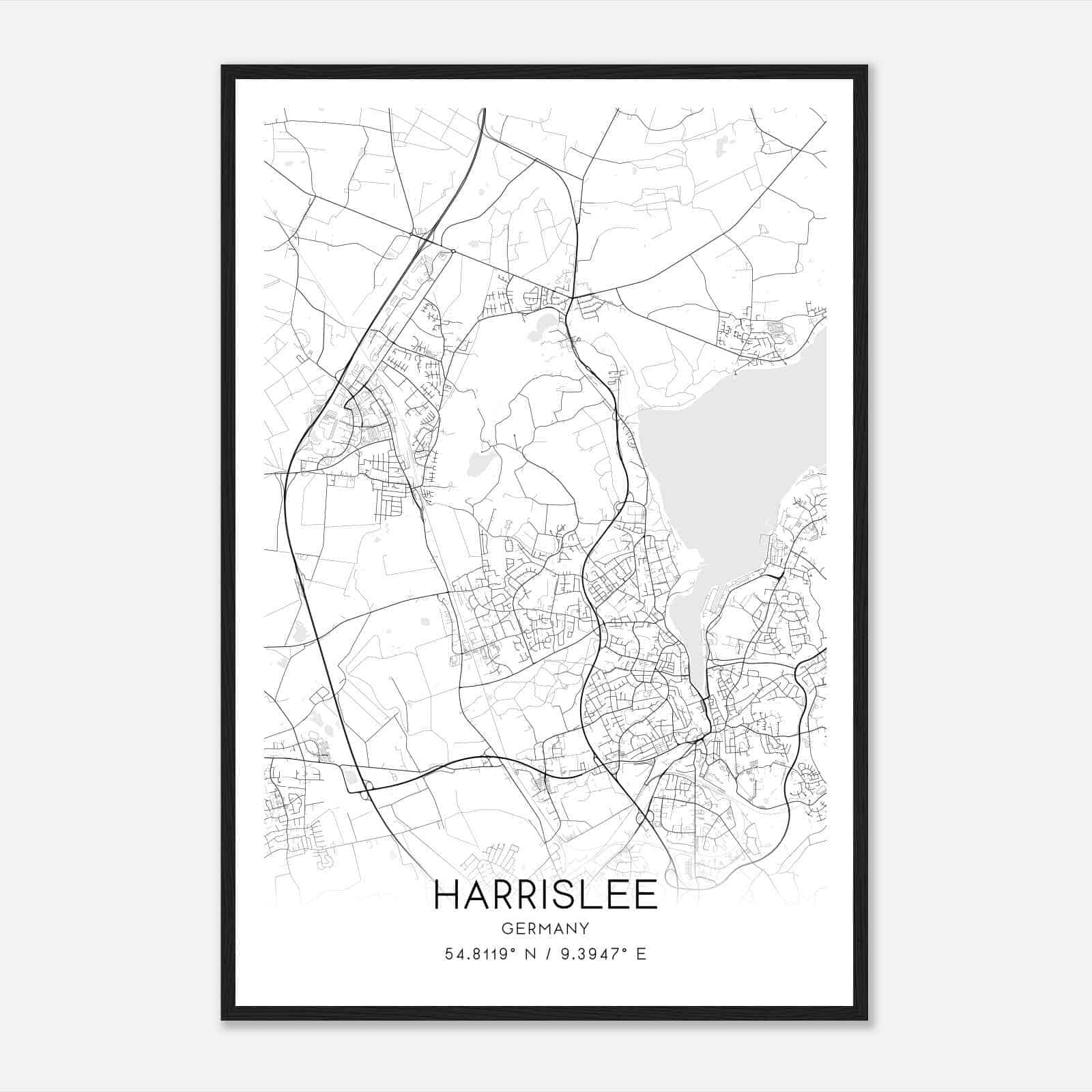 Harrislee Germany Map Poster, Modern Home Decor Wall Art Print
