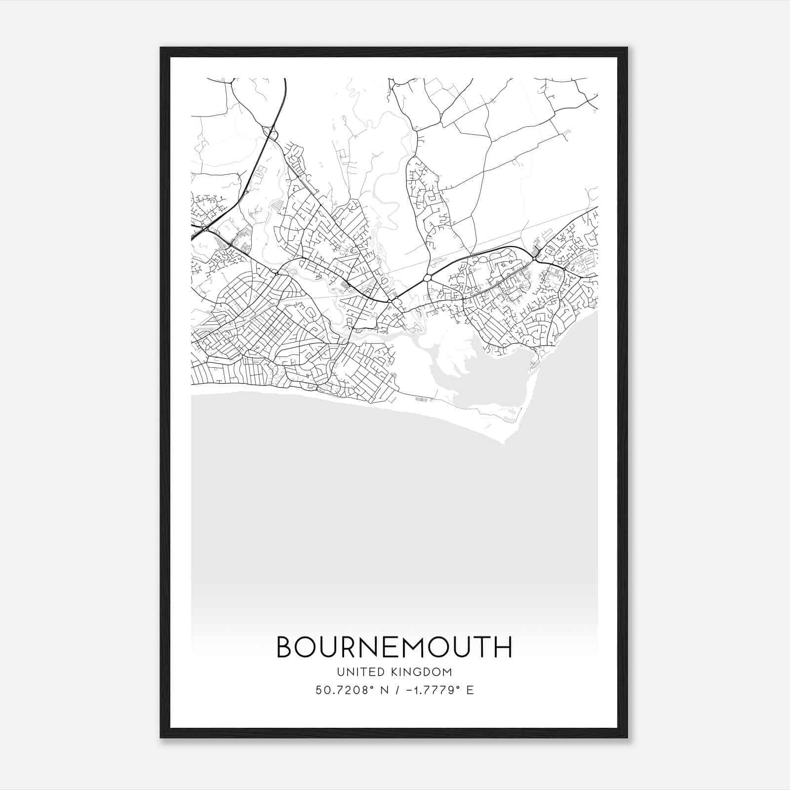 Southbourne United Kingdom Map Poster, Modern Home Decor Wall Art Print