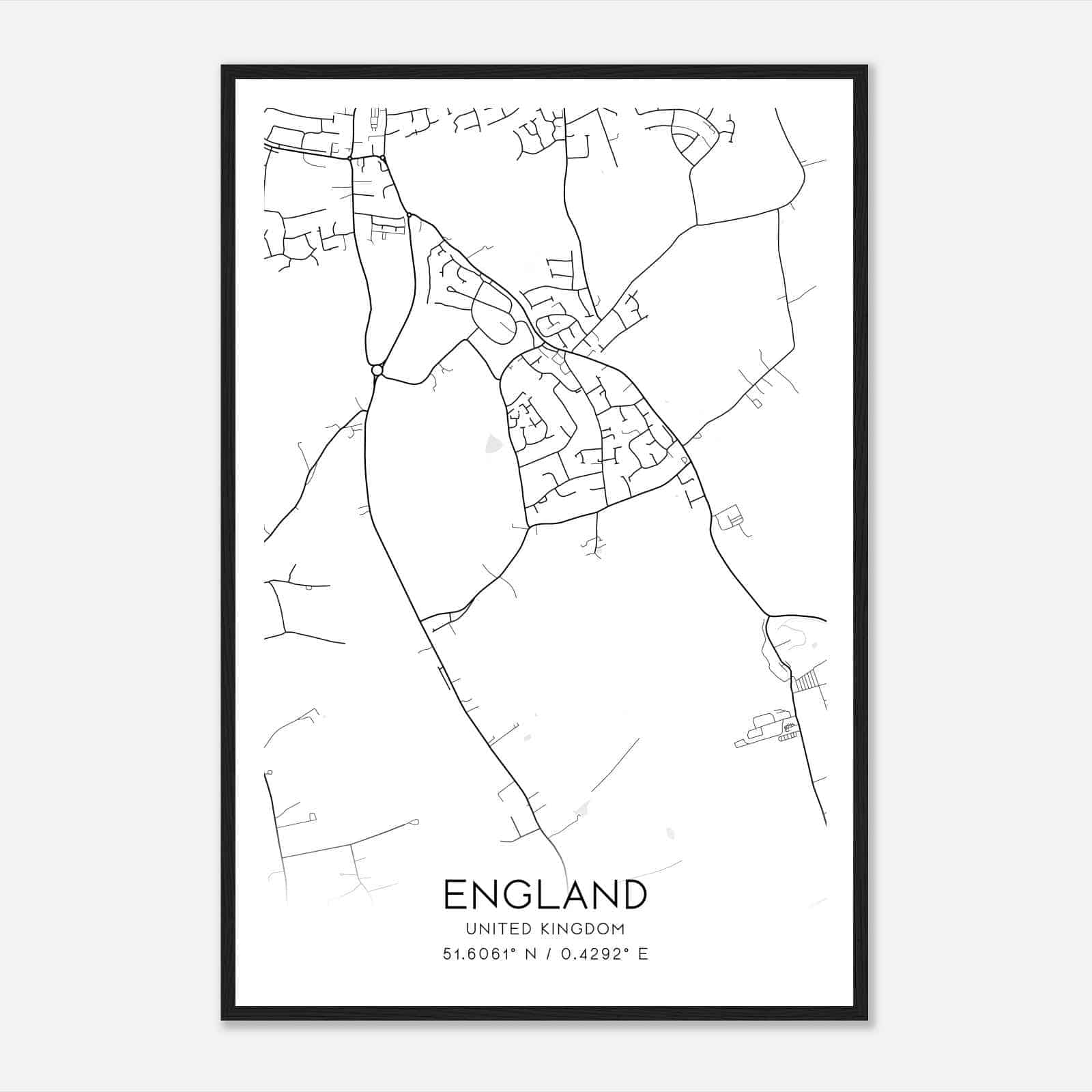 Great Burstead United Kingdom Map Poster, Modern Home Decor Wall Art Print