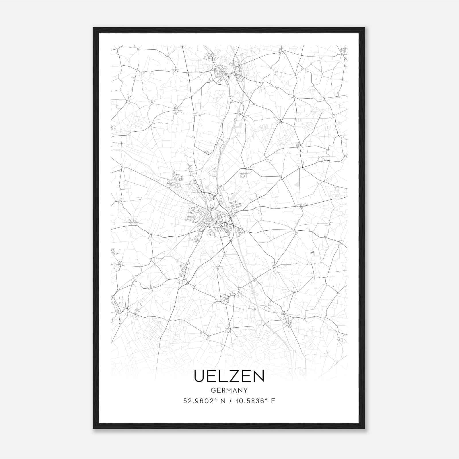 Uelzen Germany Map Poster, Modern Home Decor Wall Art Print