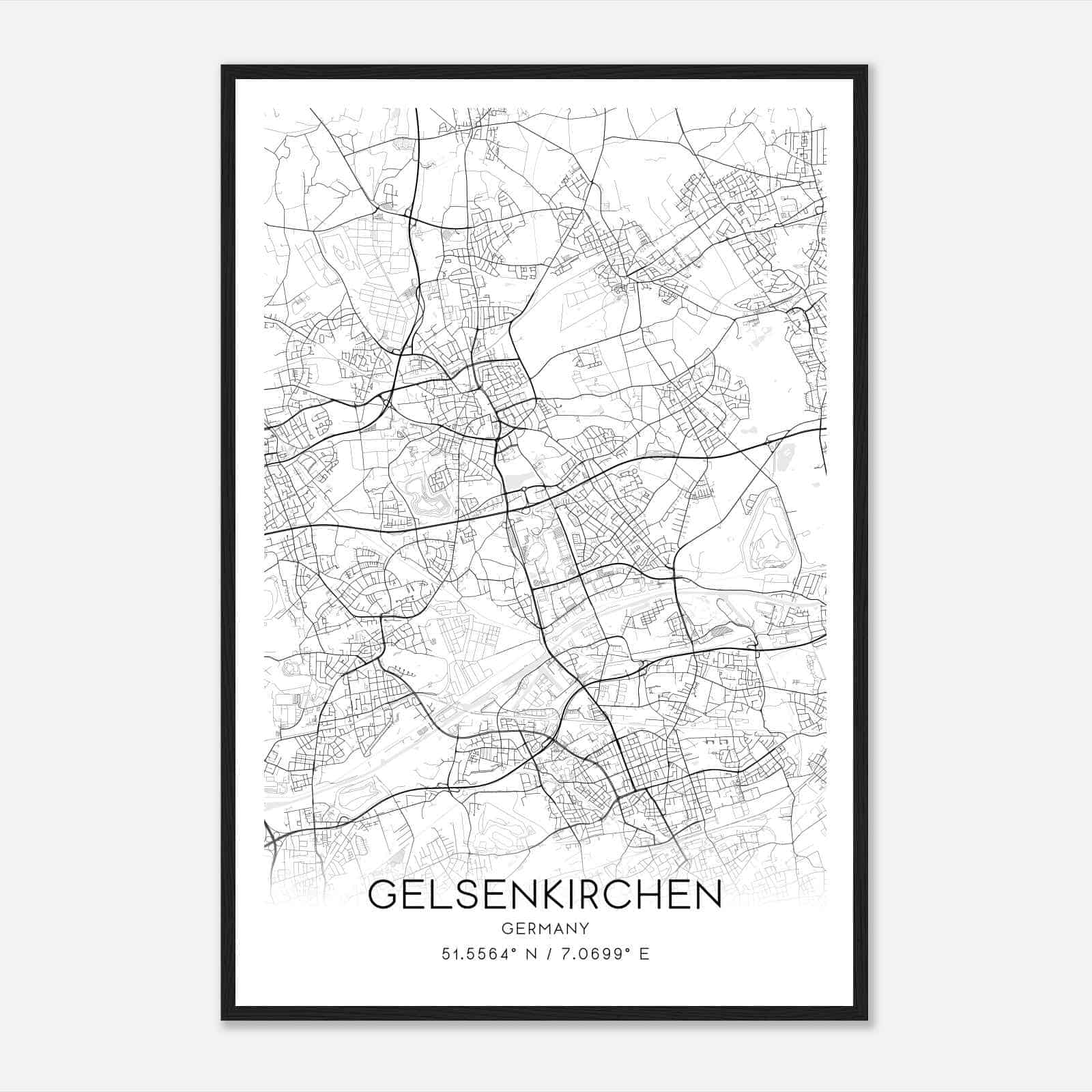 Gelsenkirchen Germany Map Poster, Modern Home Decor Wall Art Print