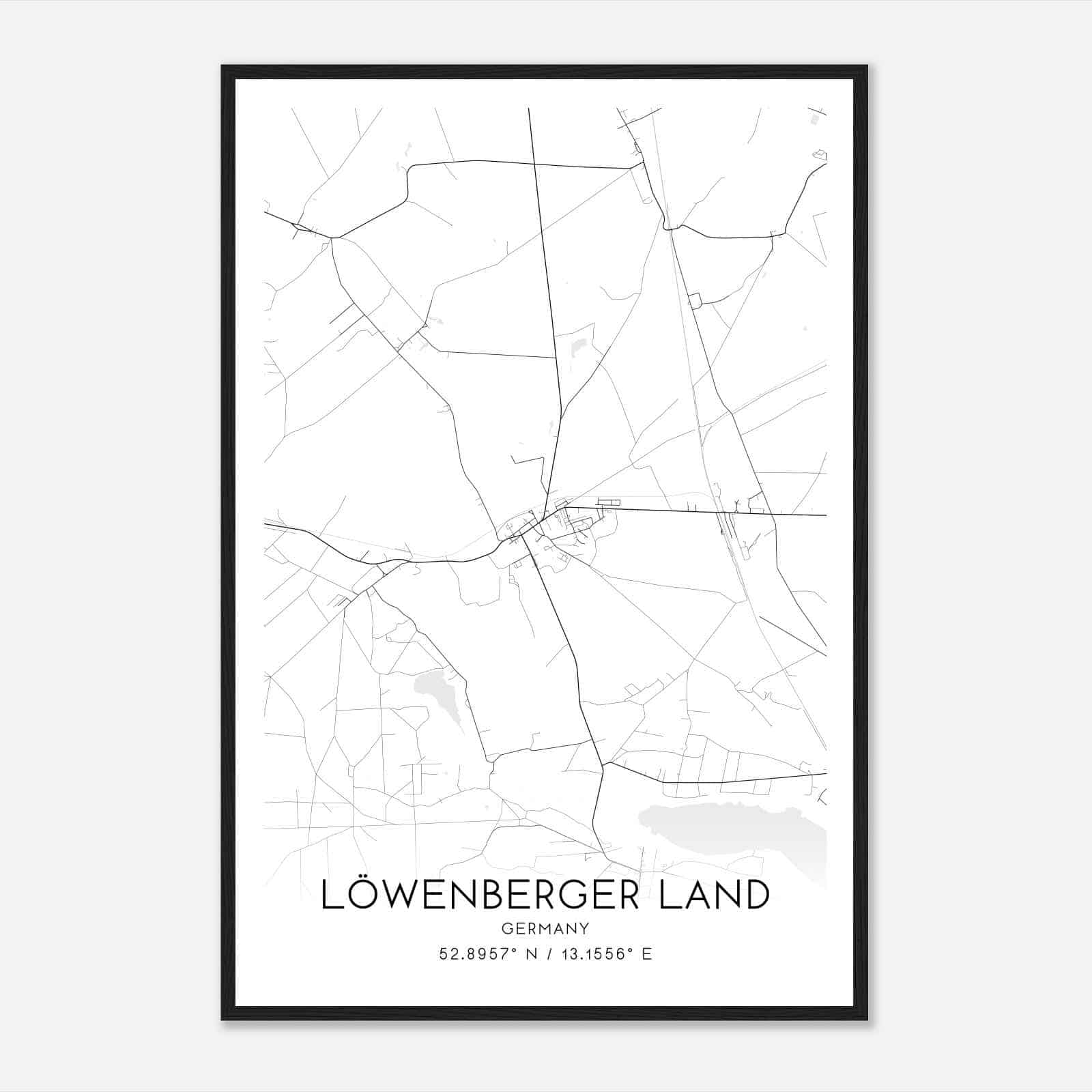 Lowenberg Germany Map Poster, Modern Home Decor Wall Art Print