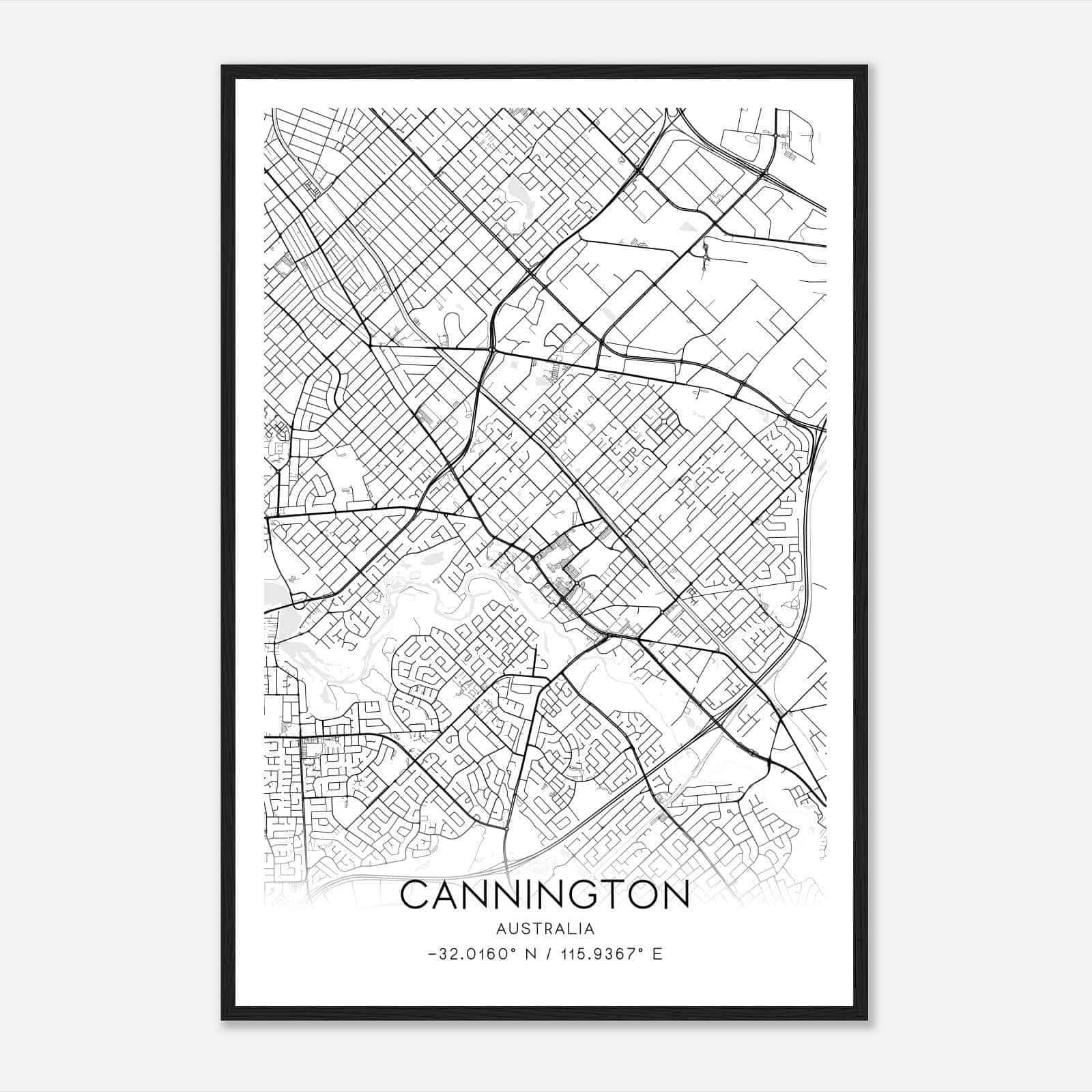 Cannington Australia Map Poster, Modern Home Decor Wall Art Print