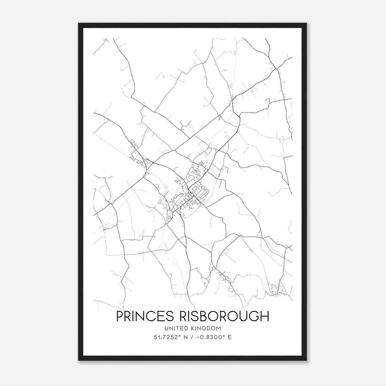 Princes Risborough United Kingdom Map Poster, Modern Home Decor Wall Art Print