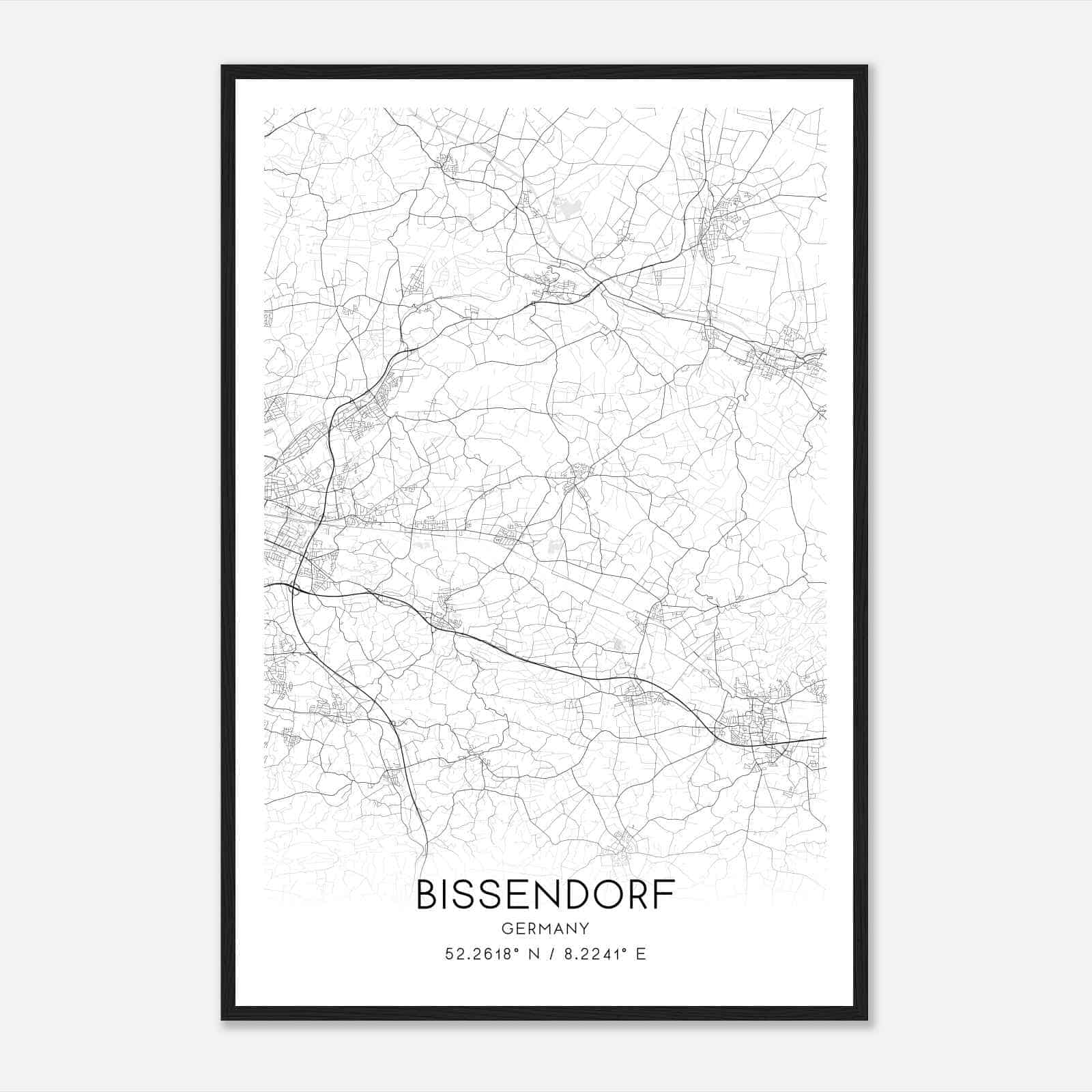 Bissendorf Germany Map Poster, Modern Home Decor Wall Art Print