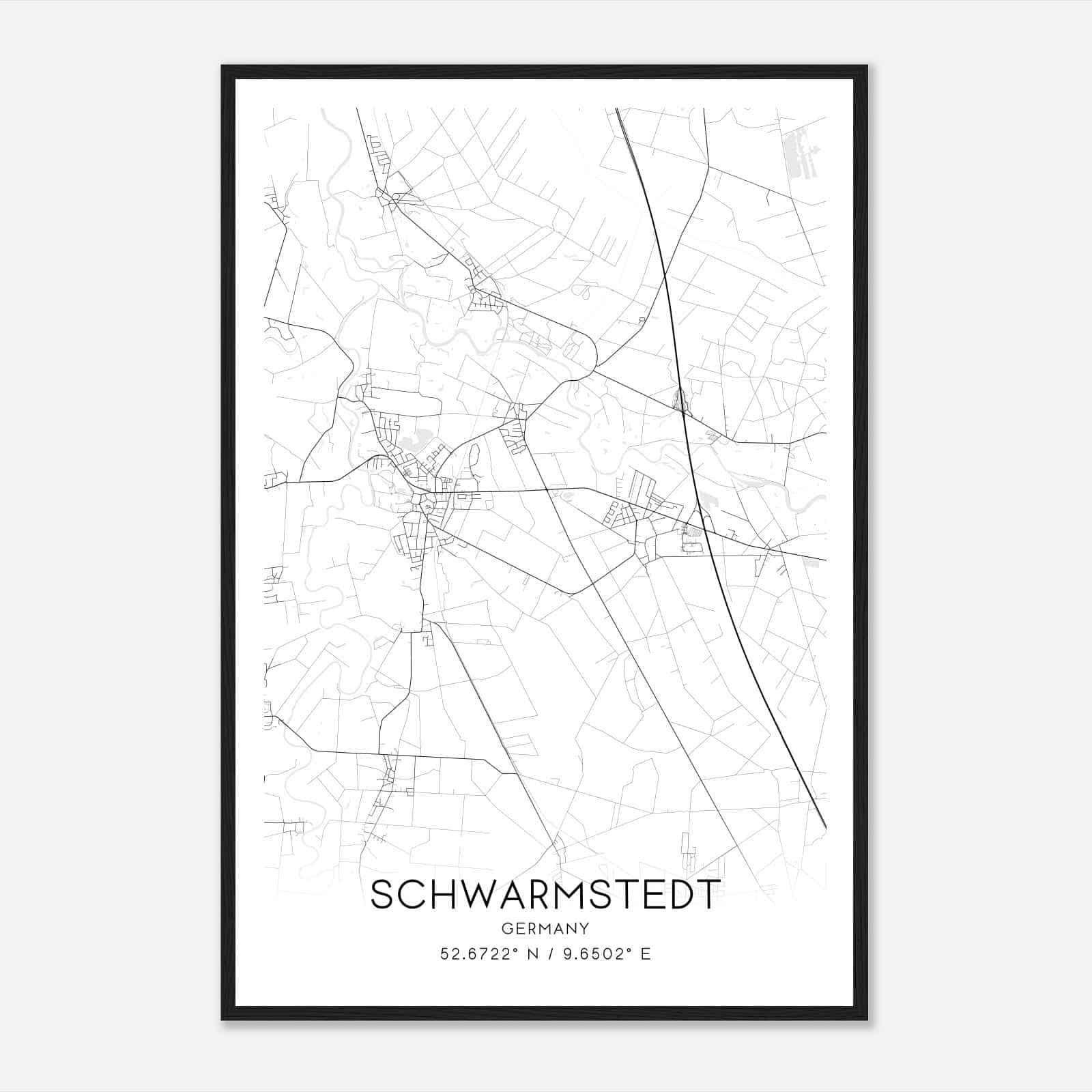 Schwarmstedt Germany Map Poster, Modern Home Decor Wall Art Print