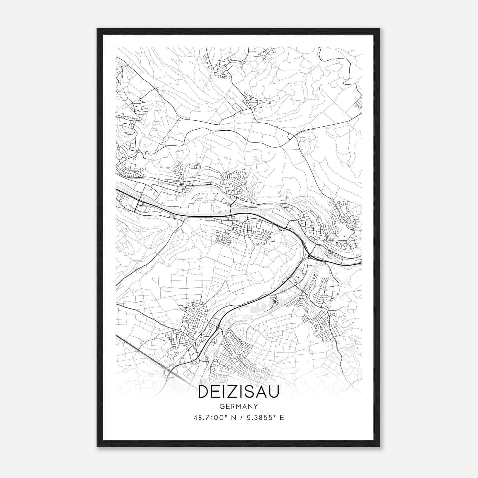Deizisau Germany Map Poster, Modern Home Decor Wall Art Print